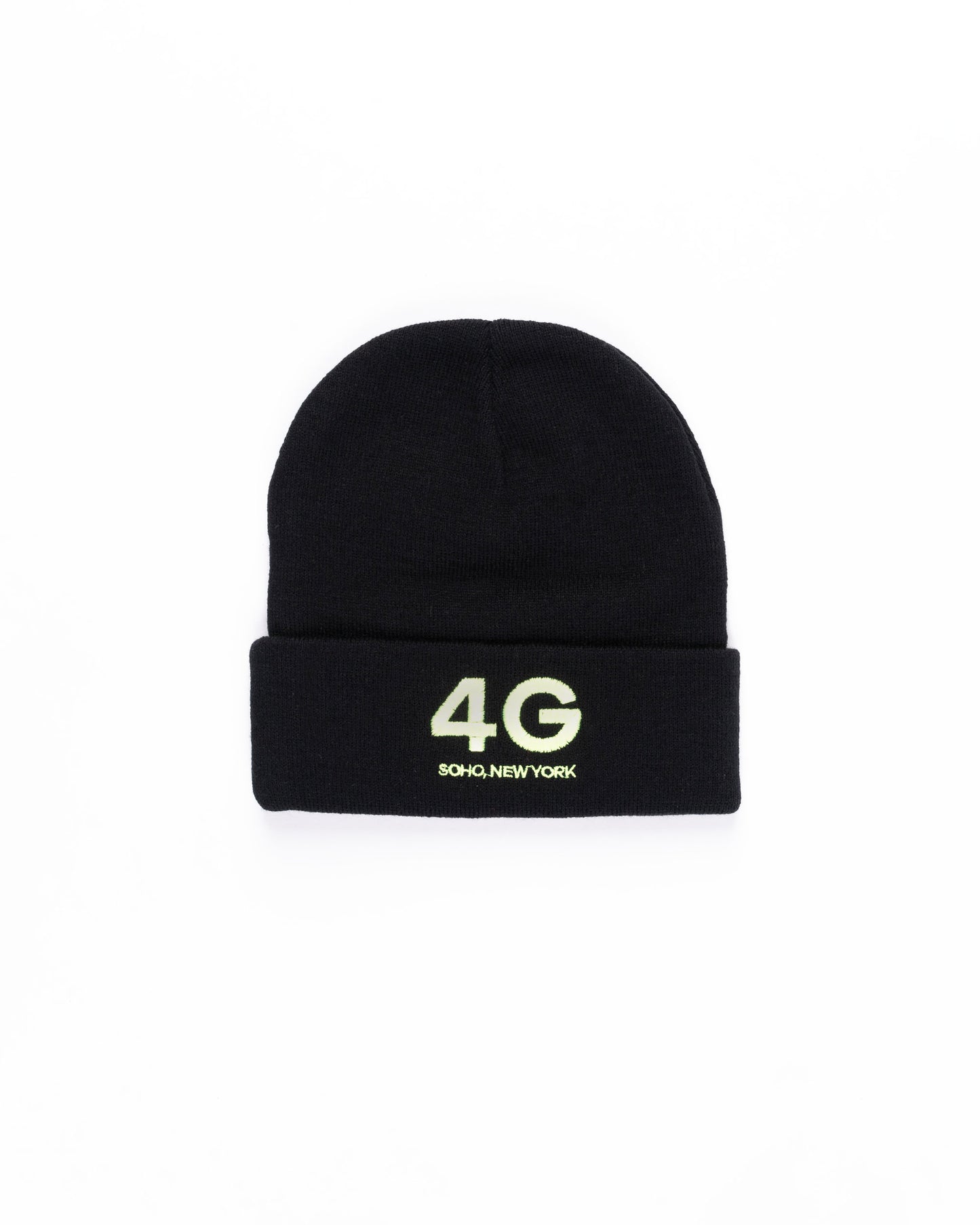 4G Black Beanie with green Embroidery