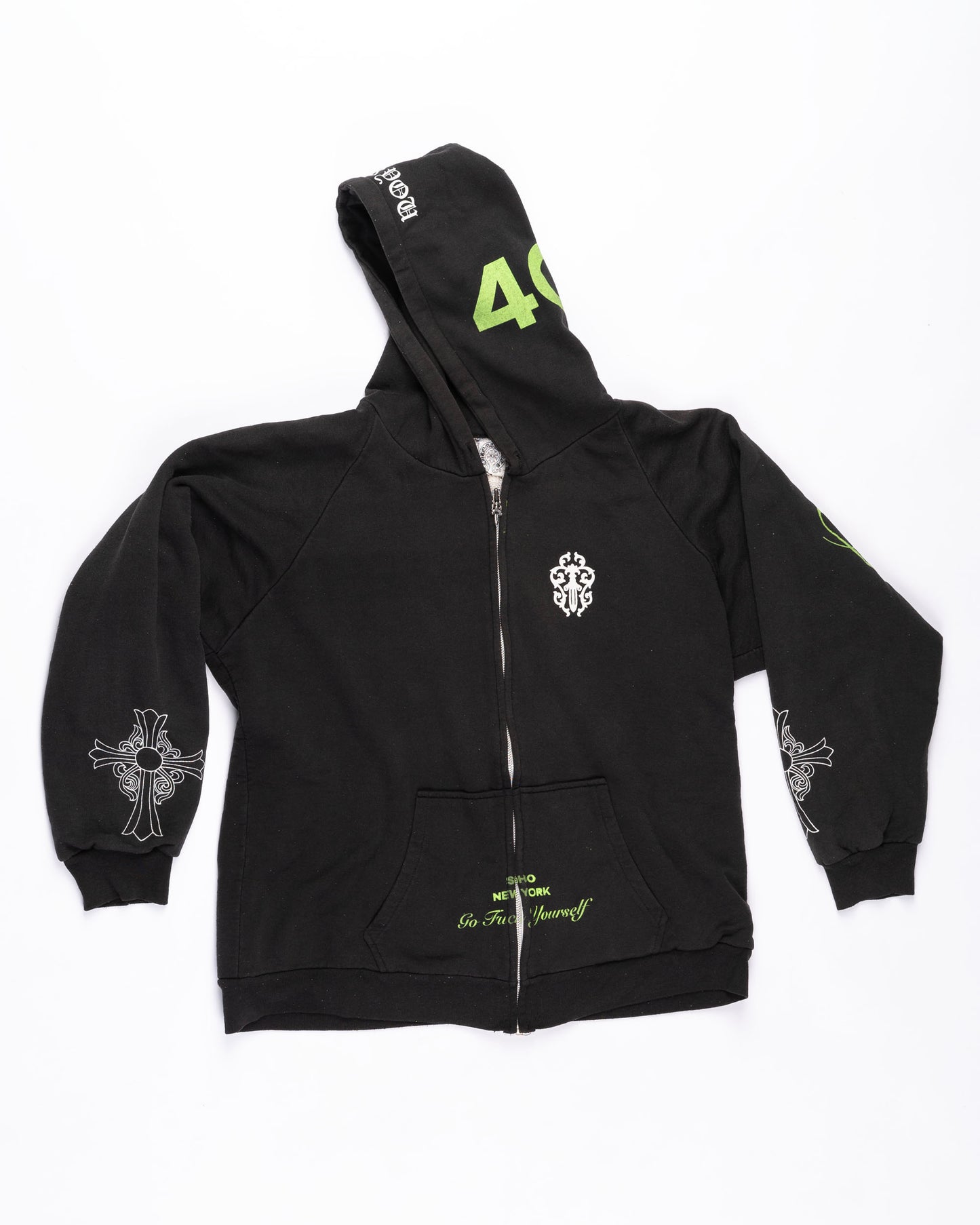 Black with White Chrome Hearts Hoodie Size: Large