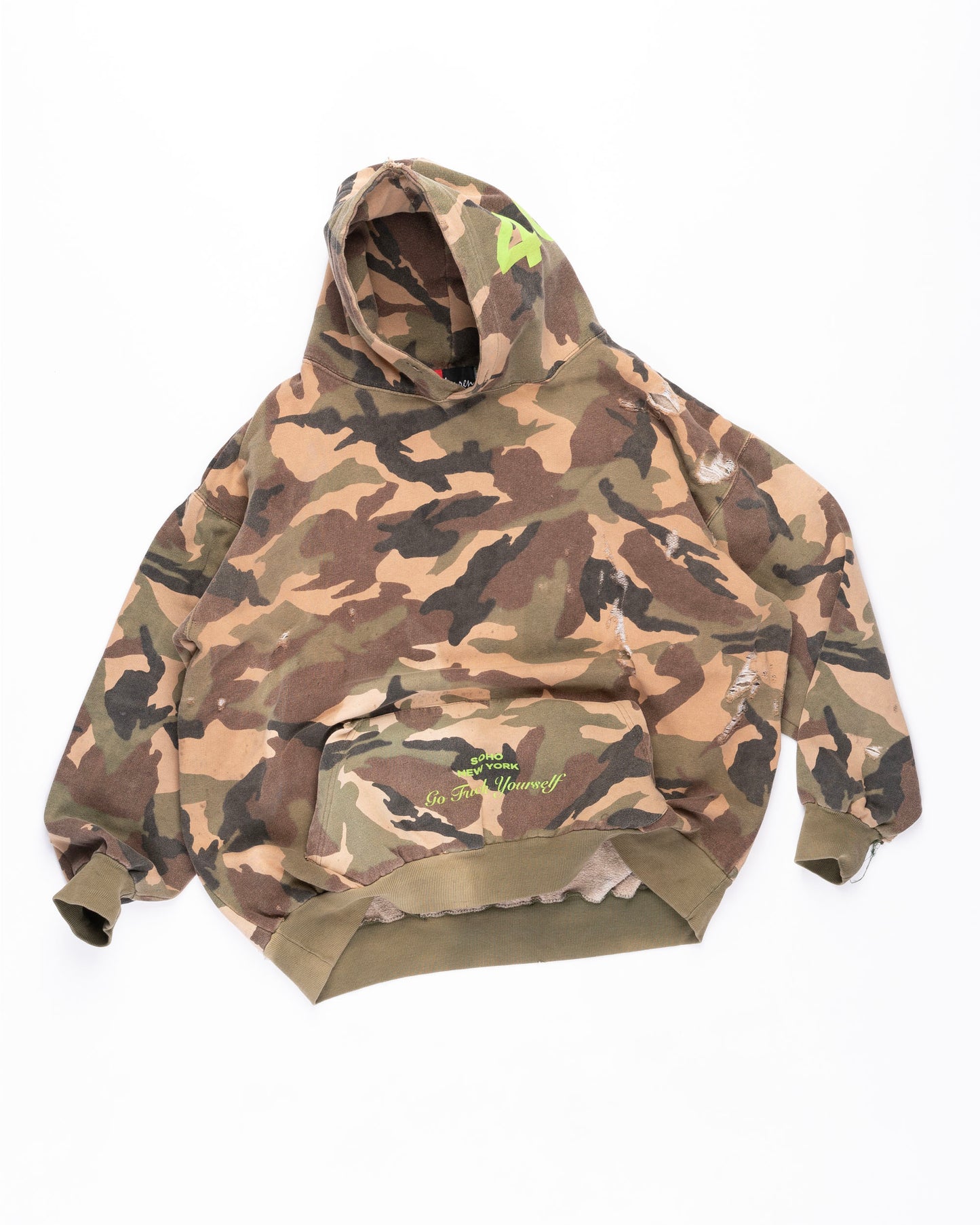 Distressed Woodland Camo Hoodie Size: XXLarge