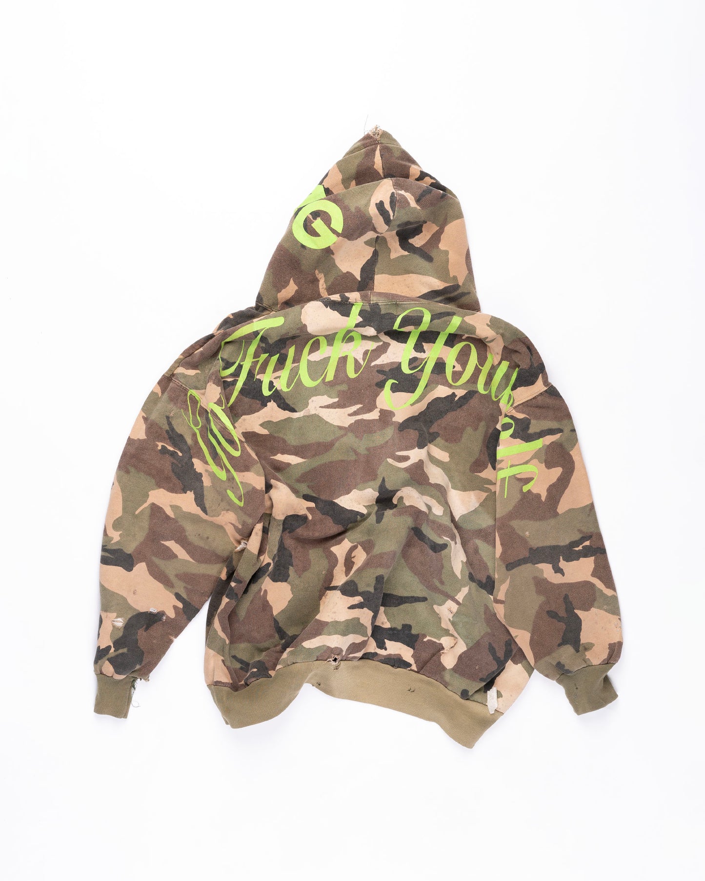 Distressed Woodland Camo Hoodie Size: XXLarge