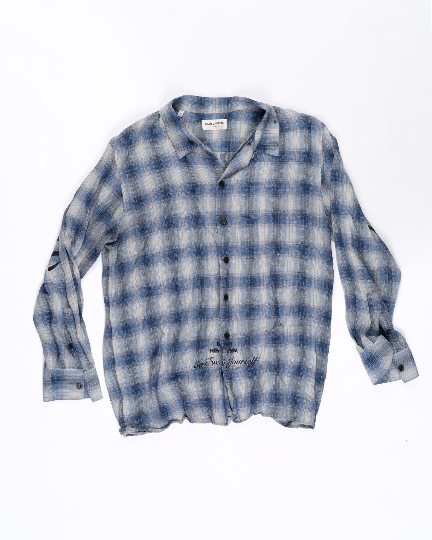 Saint Laurent Blue Flannel Size: Large