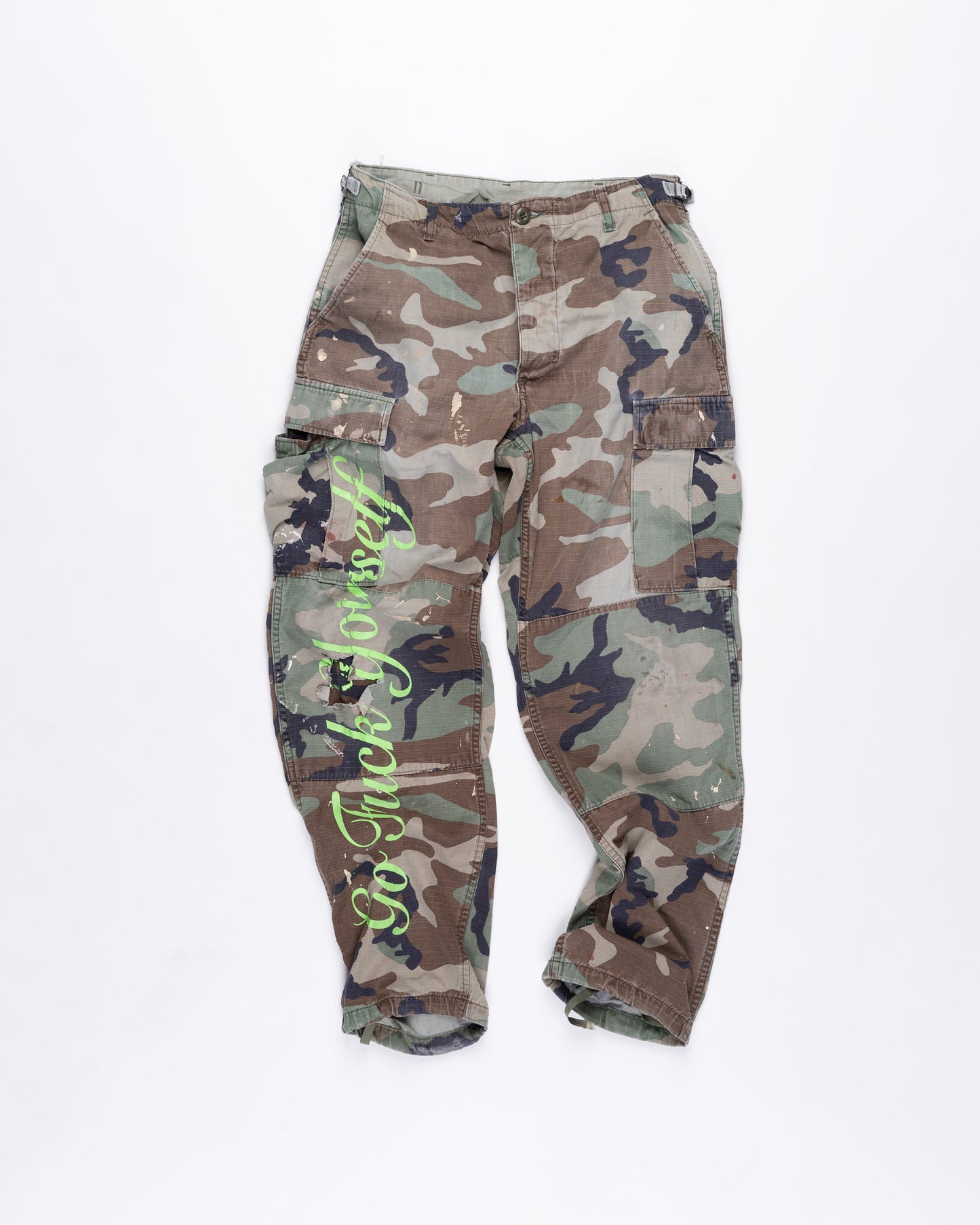 Camo Paint Splattered Cargo Pants Size: Small