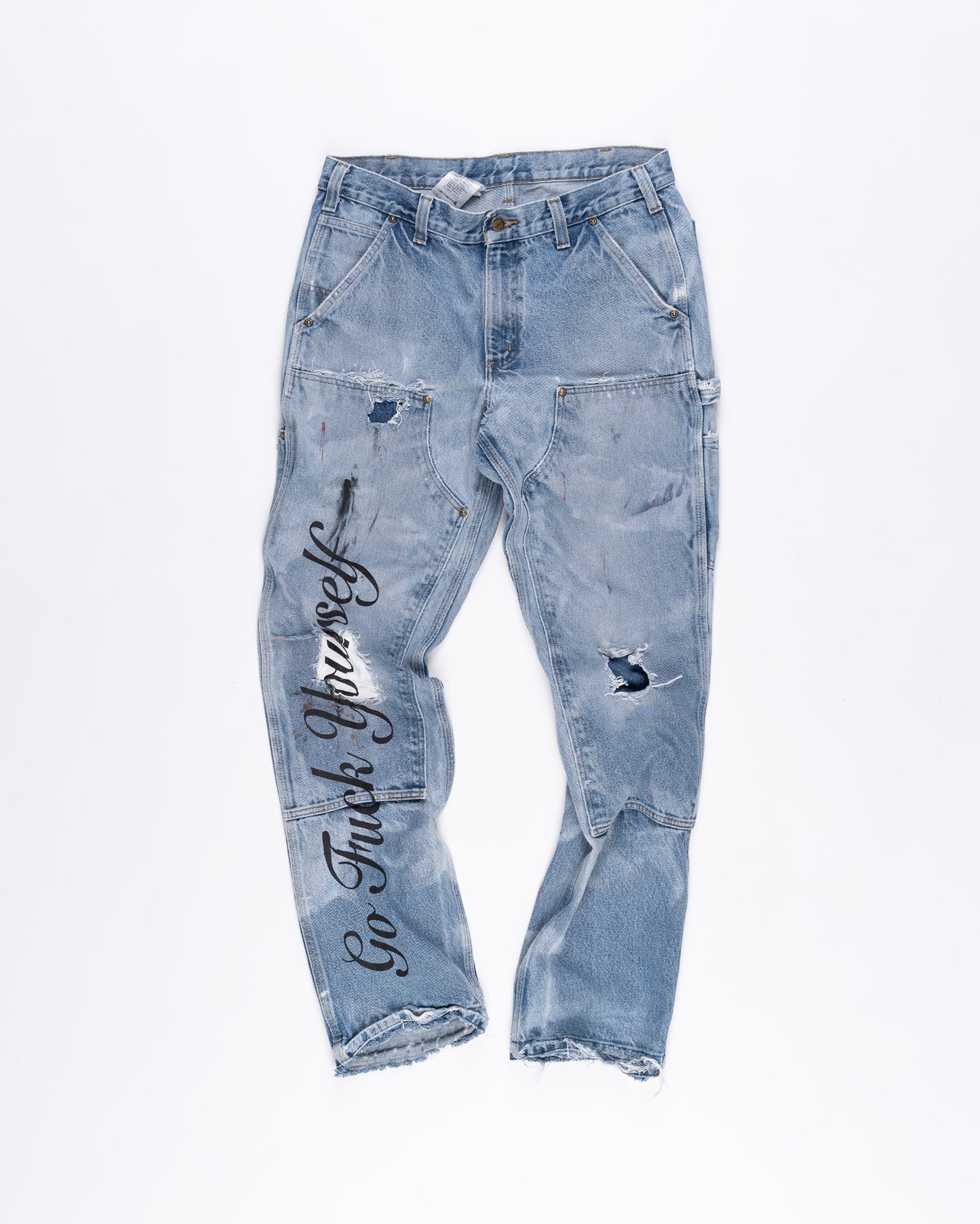 Heavily Distressed Blue Carhart Cargo Pants Size: 34