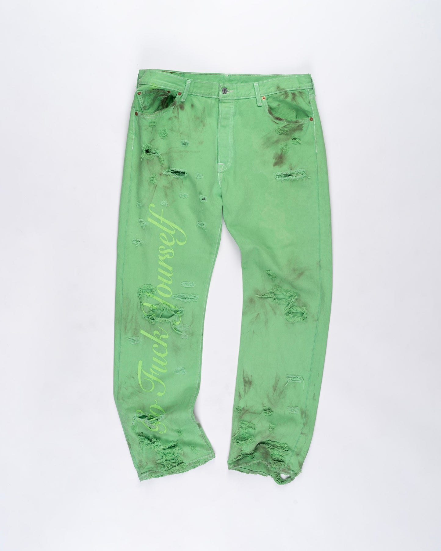 Lime Green with Green Destroyed Levi Pants Size: 36