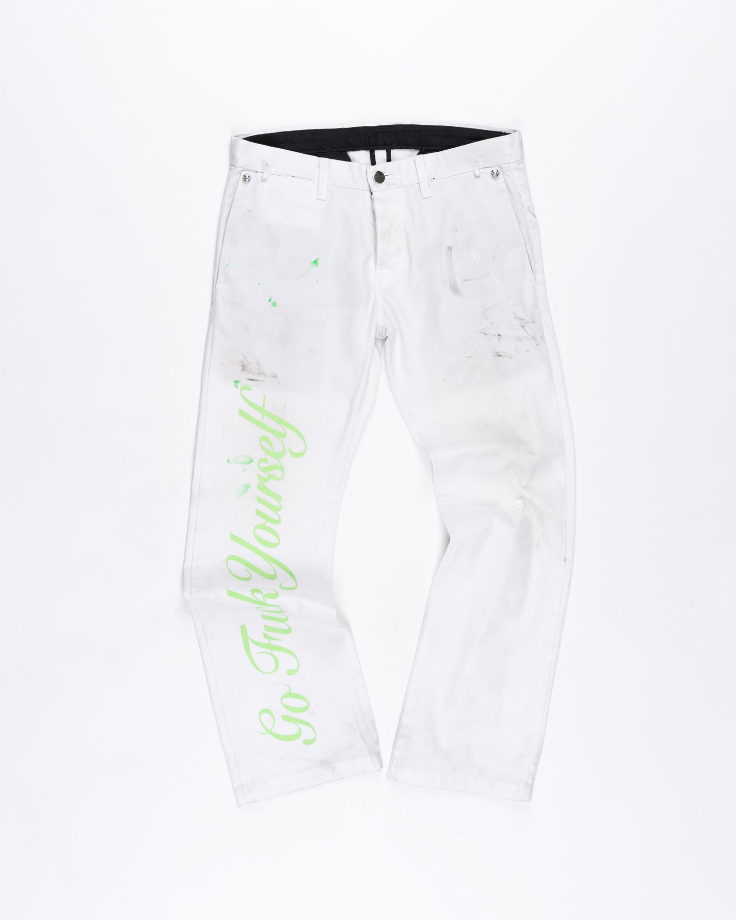 Dirty White Matty Boy Chrome Hearts Pants Size: 34
