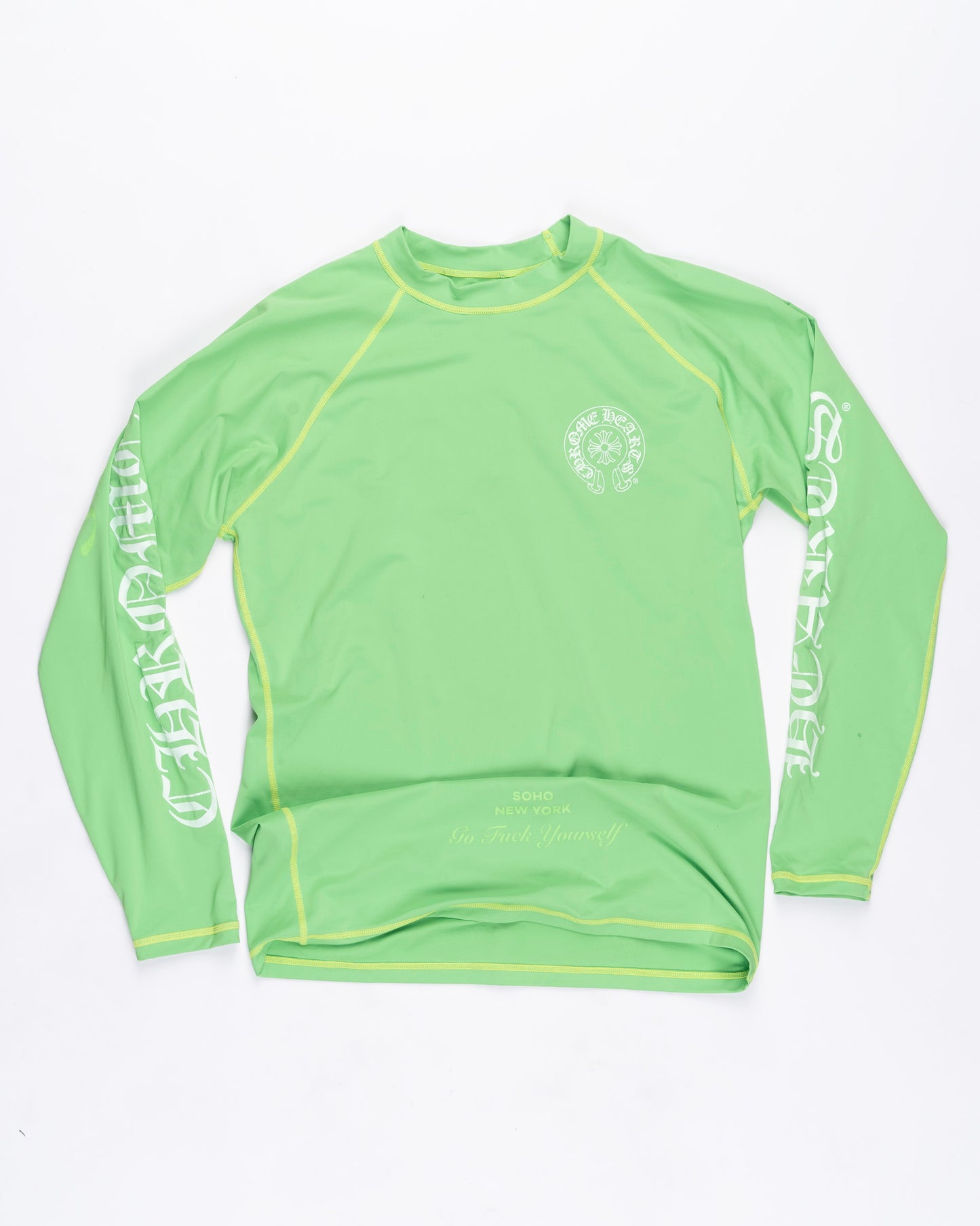Lime Green Chrome Hearts Rash Guard Size: Large