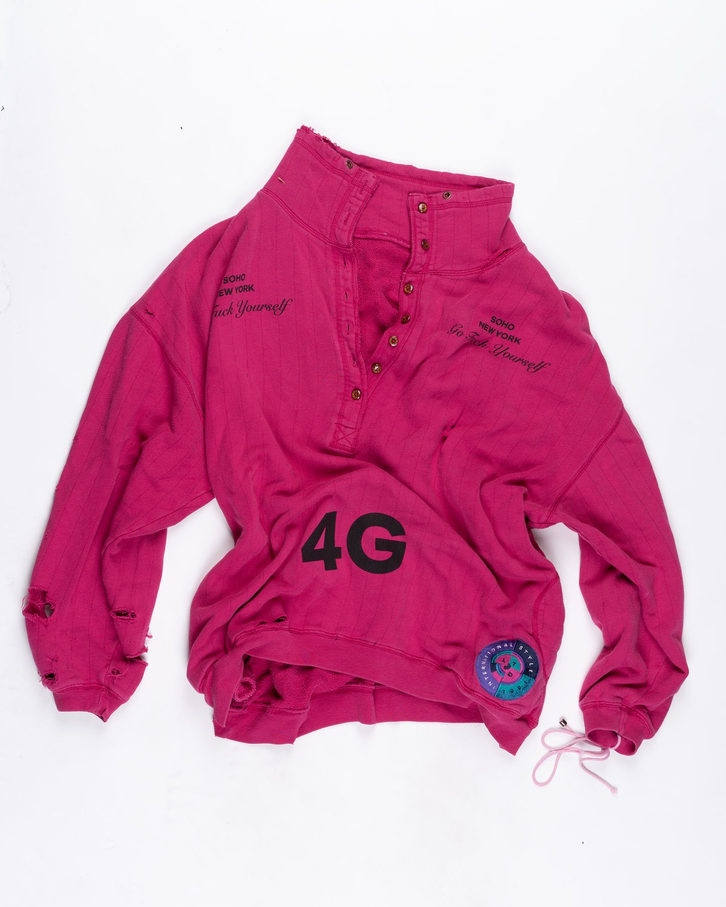 Magenta Thrashed Collared Sweater Size: Large
