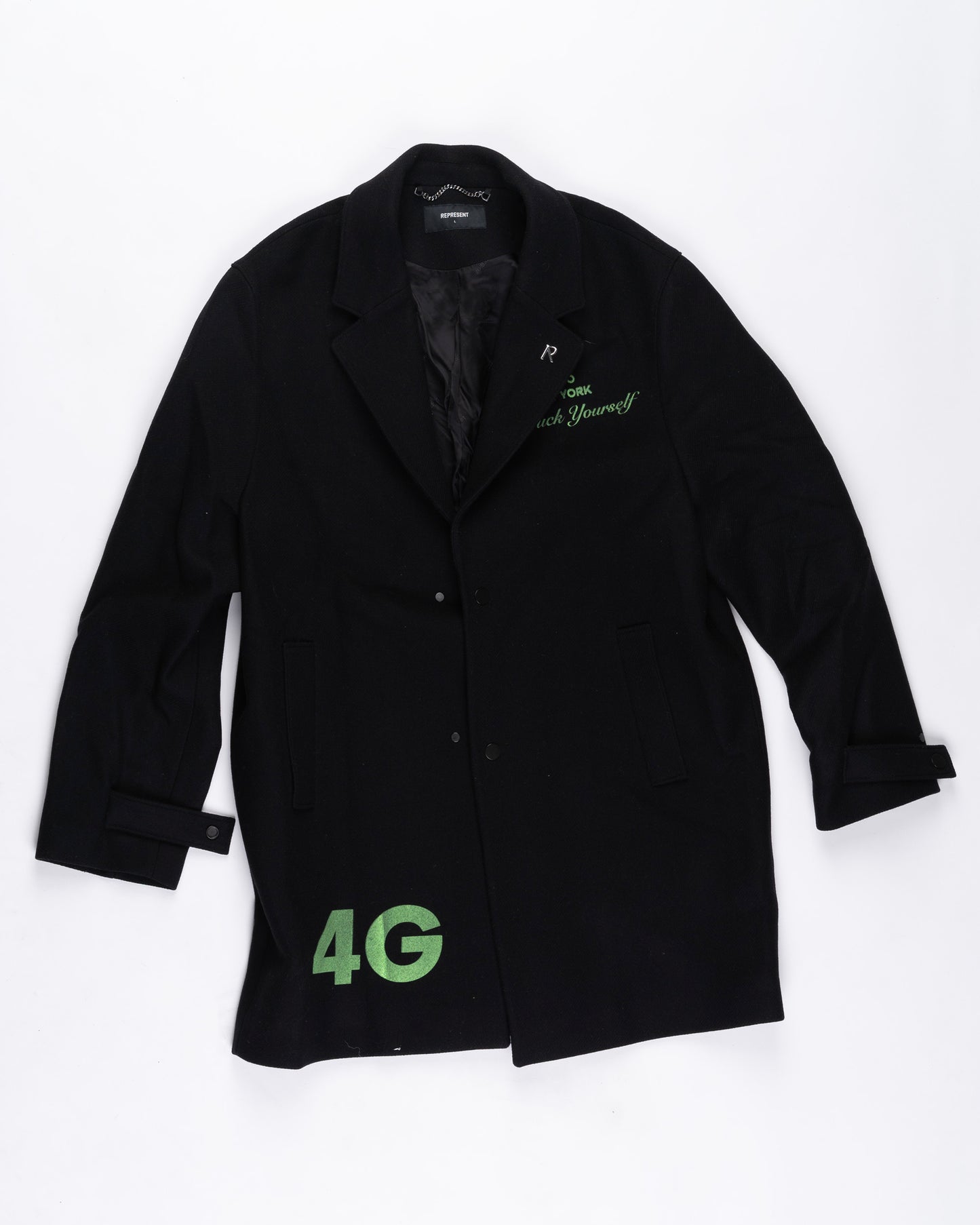 Black Represent Wool Peacoat Size: Large
