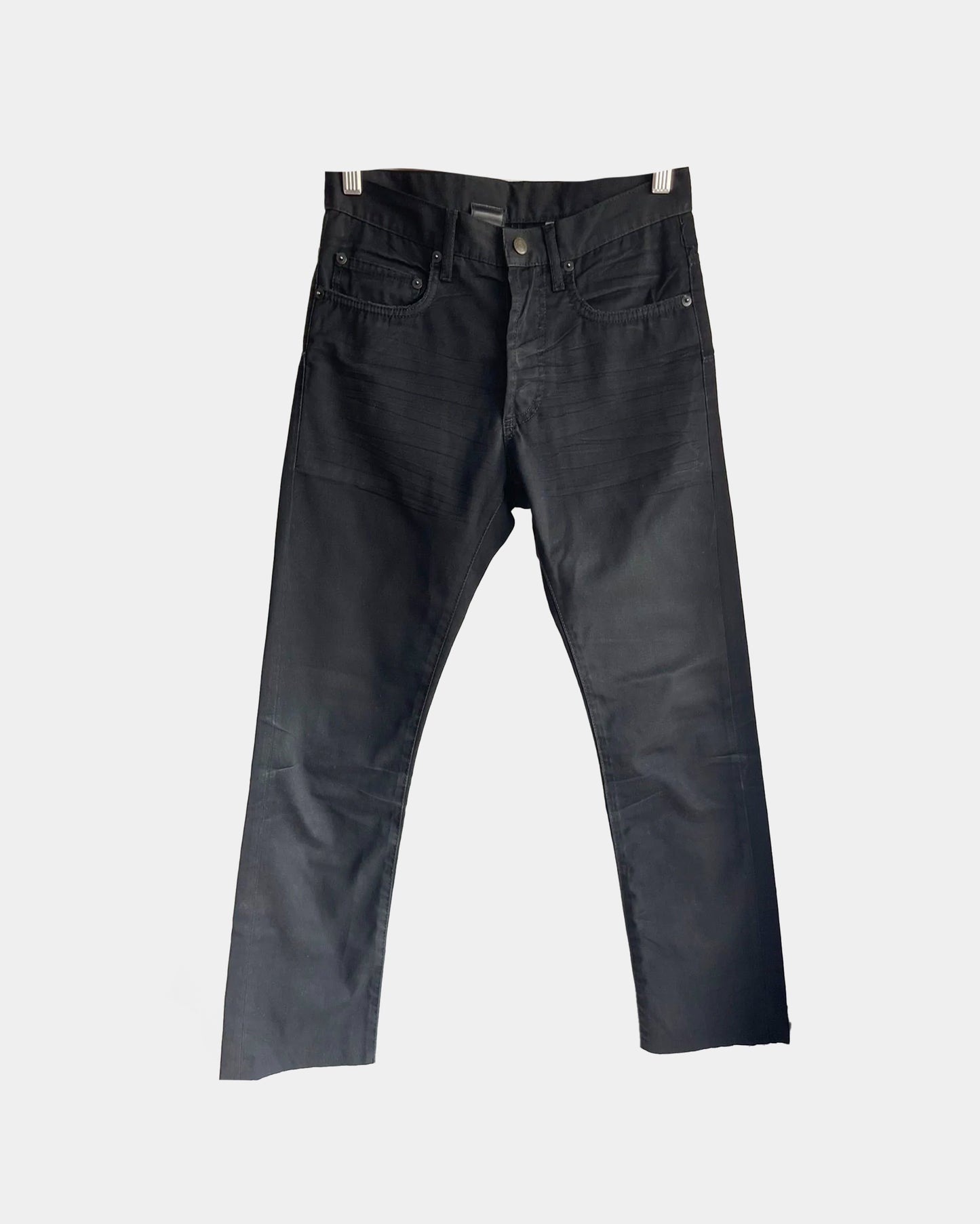 Dior Homme 05 Black Cropped Raw Hem Denim Jeans