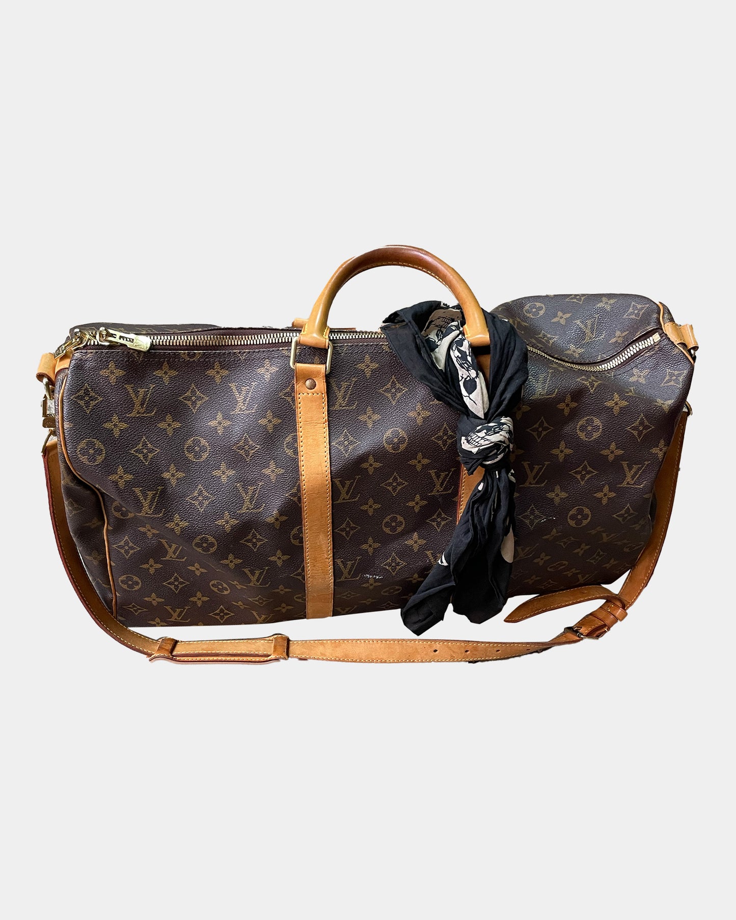 Louis Vuitton Duffle Bag Mid Size with Saint Laurent bandana