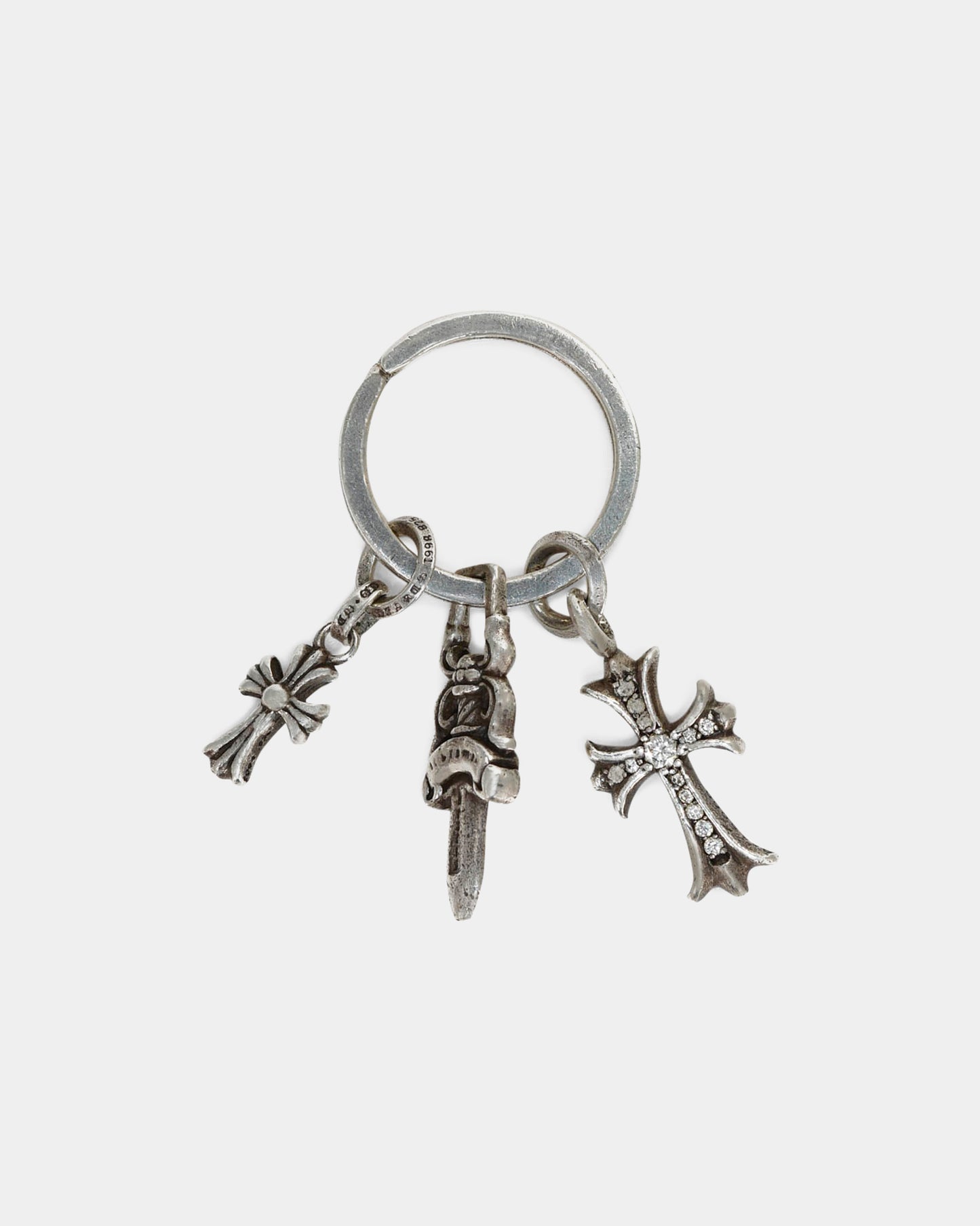 Chrome Hearts Triple Pendant Silver & Diamond Key Chain