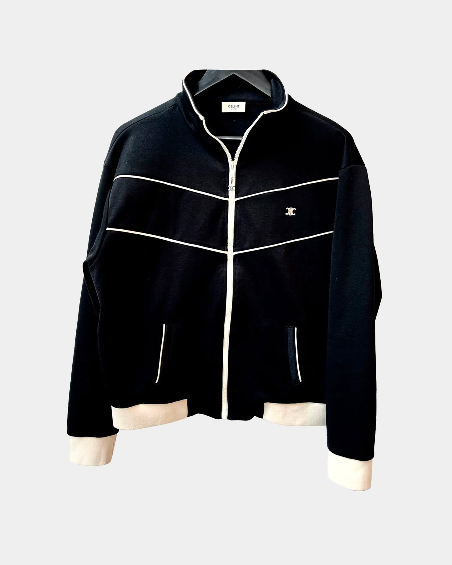 Celine SS19 HEDI BLACK ZIP UP TRACK JACKET M
