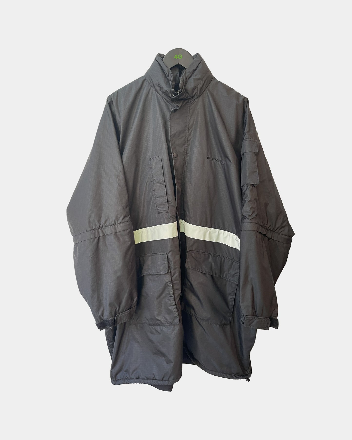 Balenciaga Mens reflective Stripe zip-front parka
