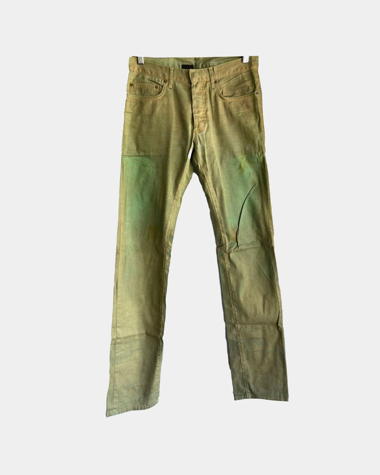 Dior Homme 06 1/1 Sample Green Denim Baked Jeans 28 29 30