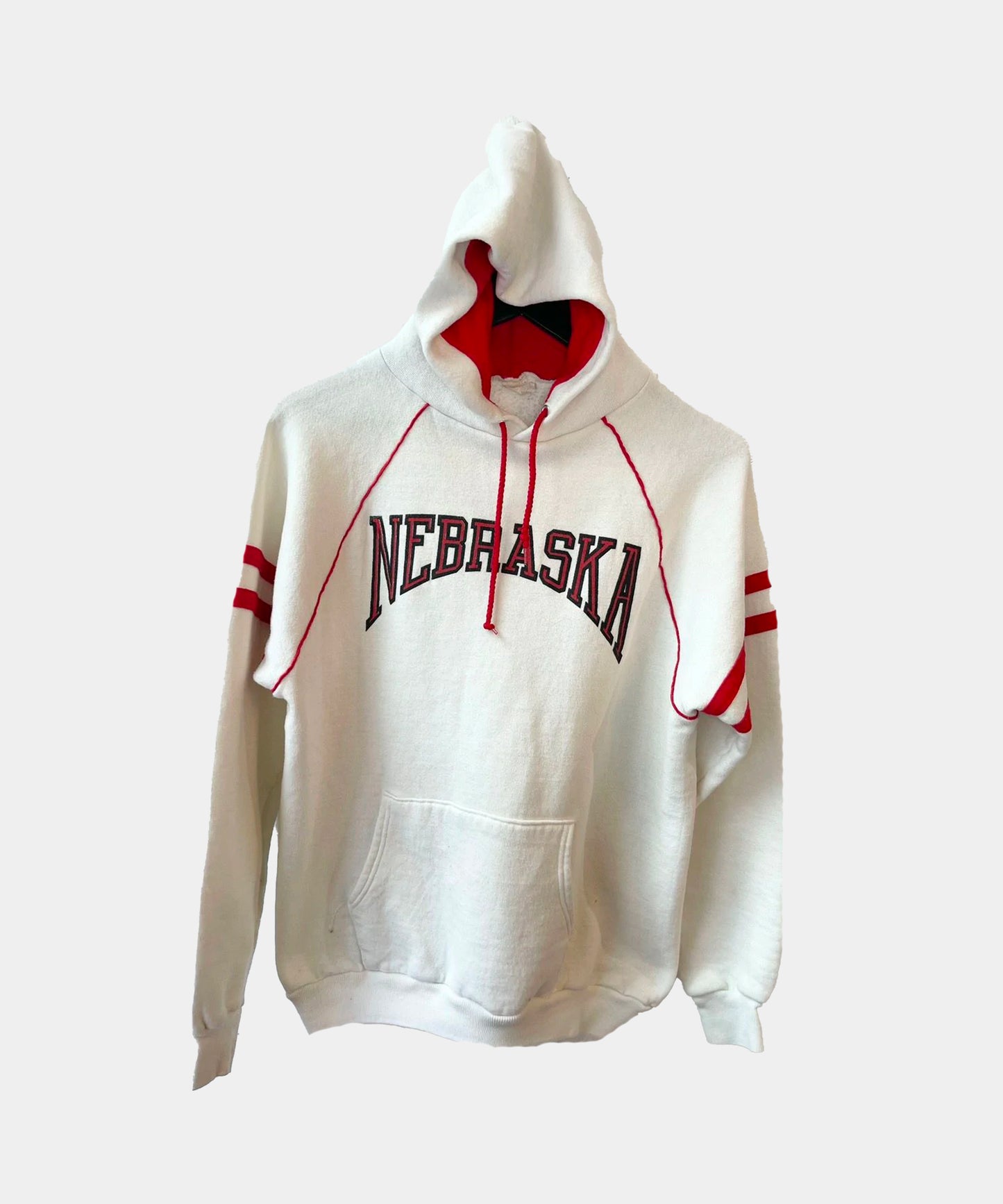 Vintage 90s Thrashed NEBRASKA White Hoodie Medium