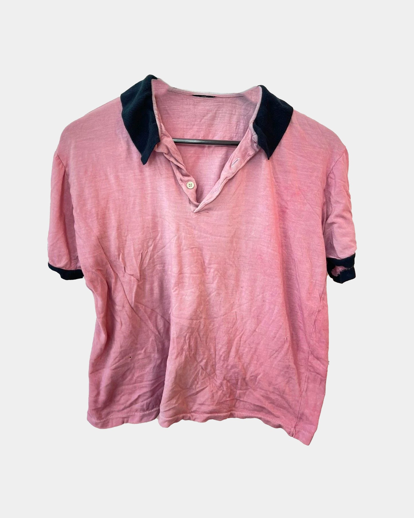 Vintage 90s Sun Faded Red Pink London Grunge Rock Polo Shirt