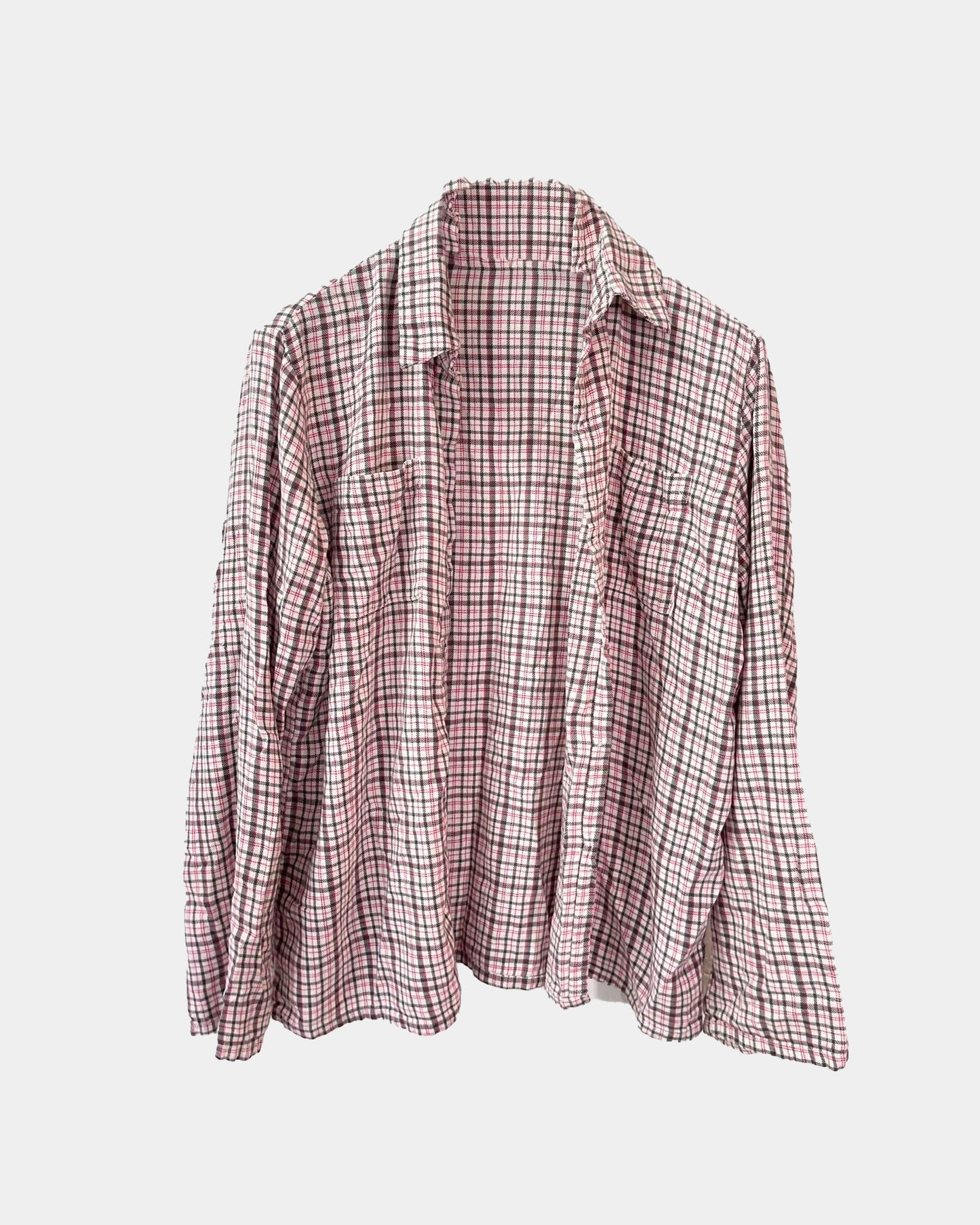 Vintage Calvin Klein Plaid Checkered Button pink red shirt