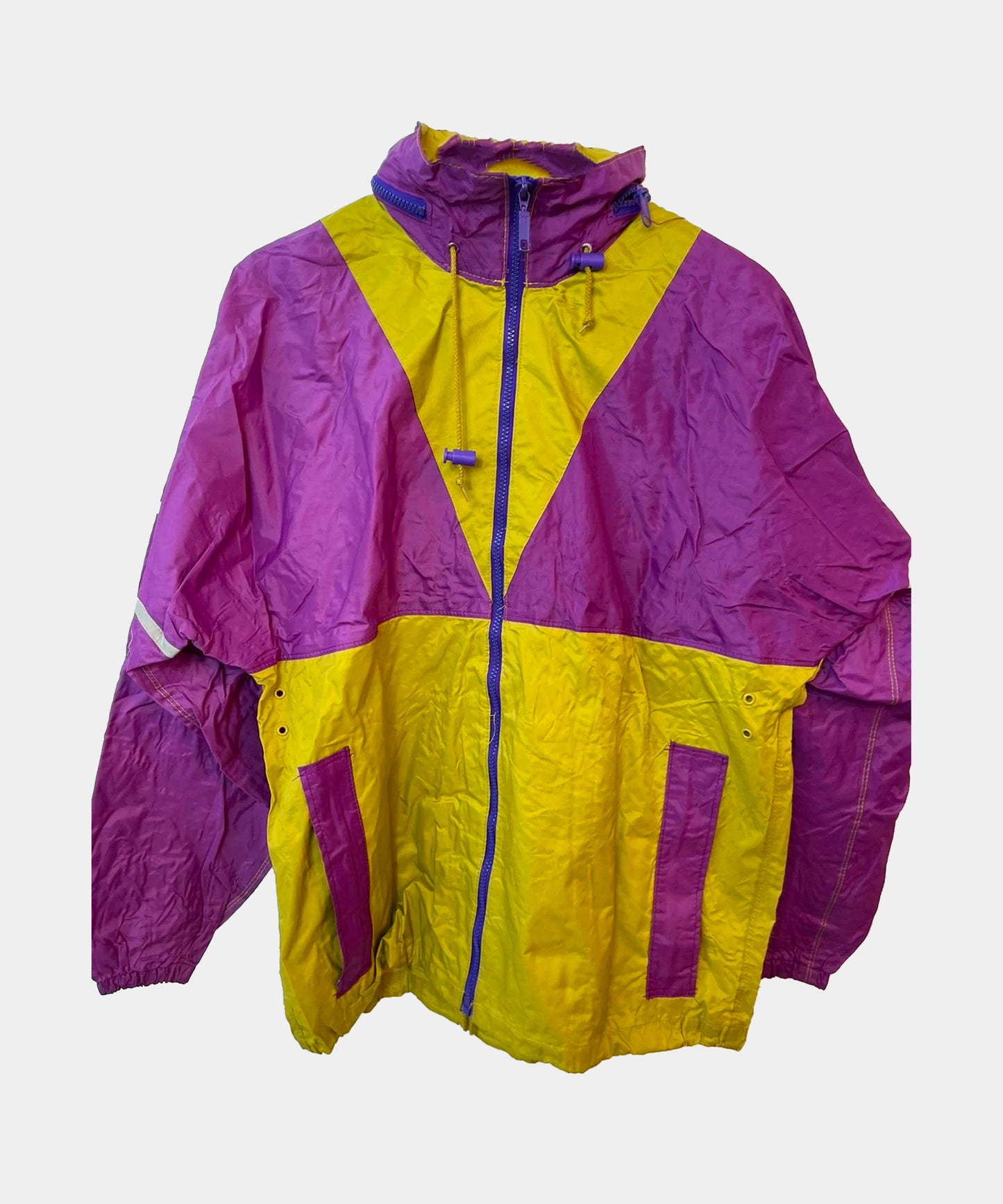 Vintage 90s COLOR BLOCK Blank Nylon Pullover Coaches Jacket