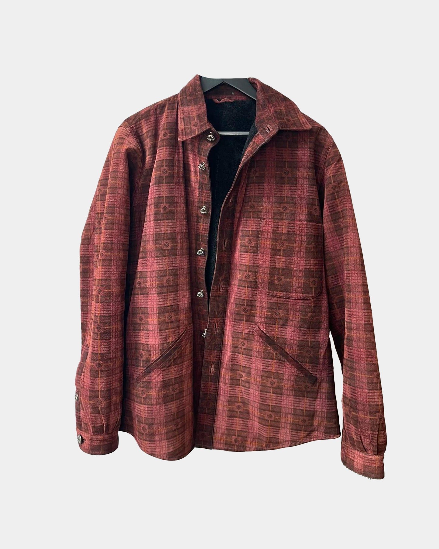 Chrome Hearts Plus Plaid SUEDE Jacket SHEARLING INTERIOR L