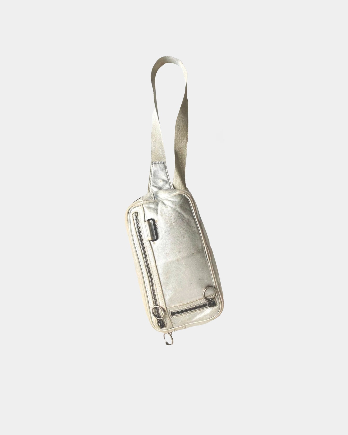 Dior Homme Cross Body Metalic Leather Silver Wallet Bag