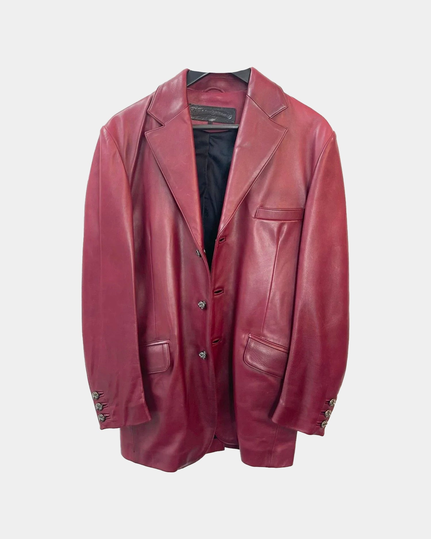 Chrome Hearts OxBlood Red Leather Blazer Jacket M
