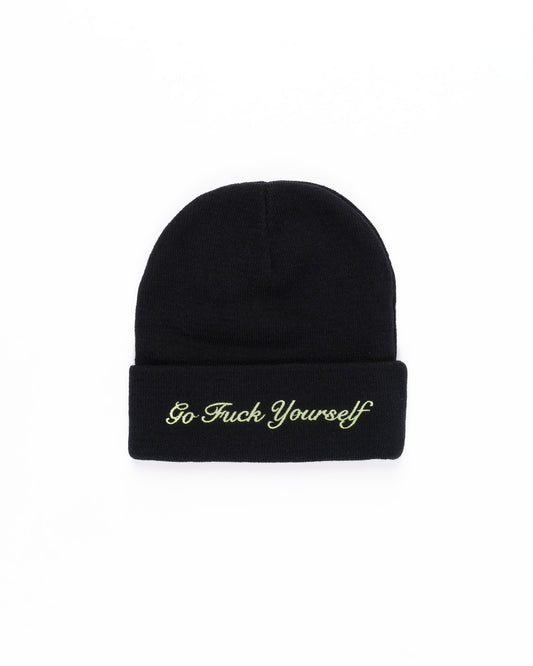 4G Black Beanie with green Embroidery
