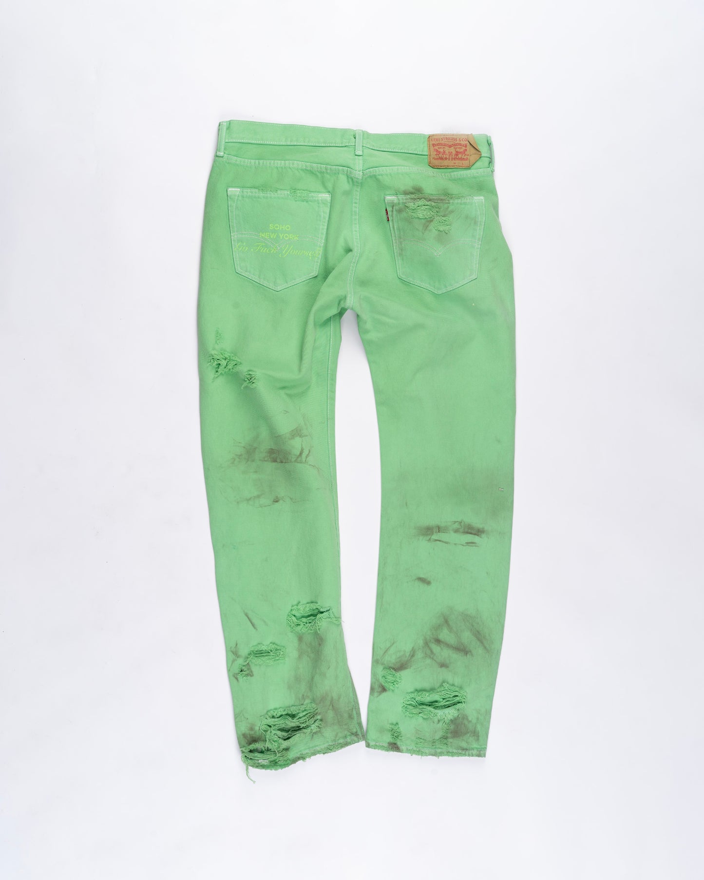 Lime Green with Green Destroyed Levi Pants Size: 36
