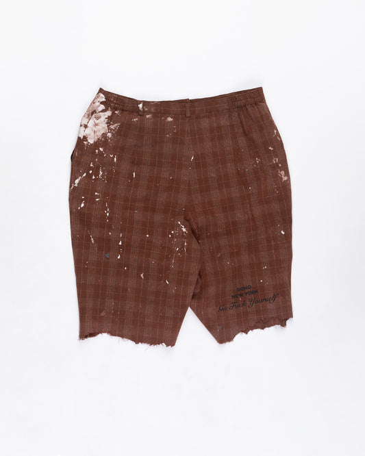 Brown Plaid Shorts Size: Large