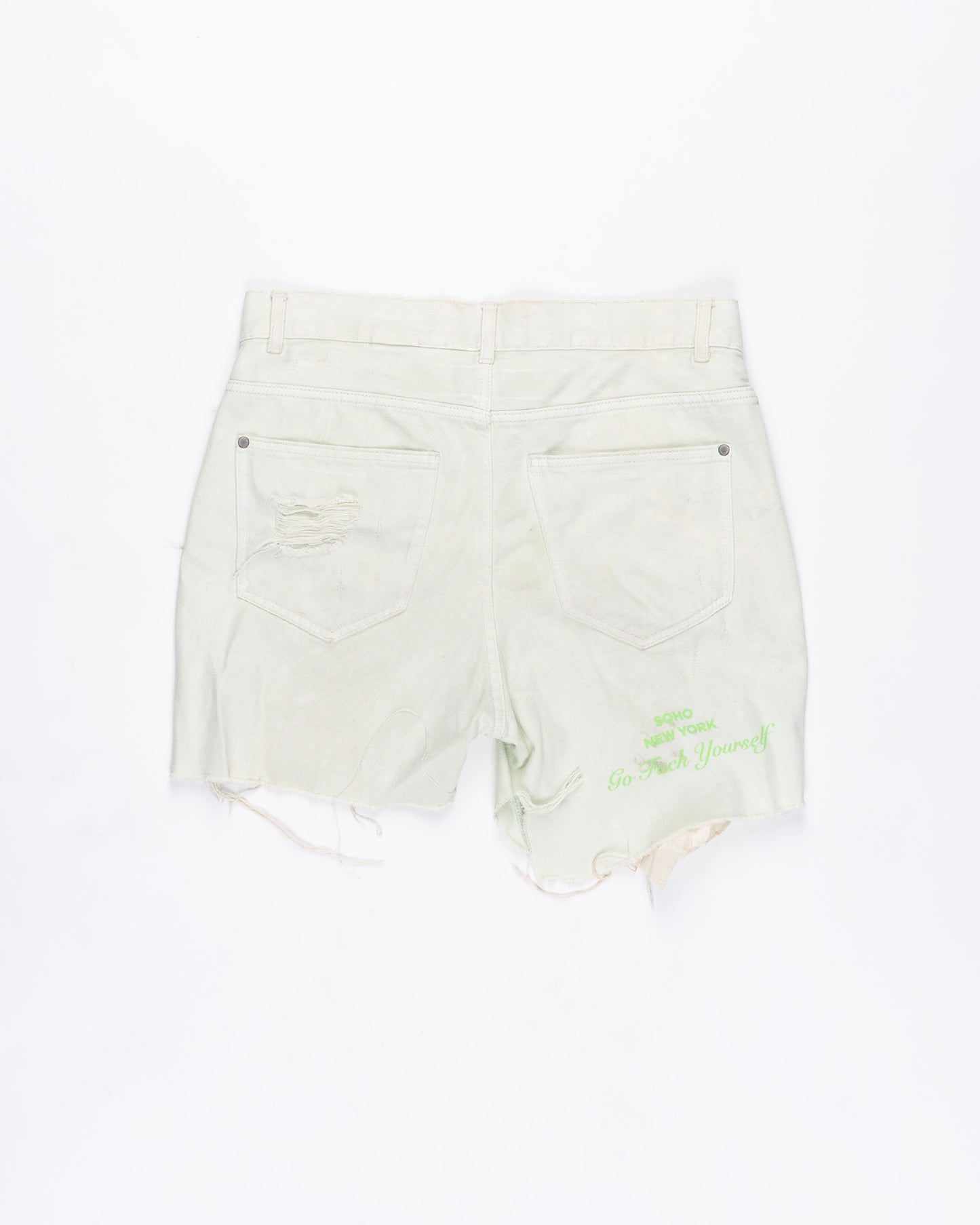 Light Green Cut Off Shorts Size: 34