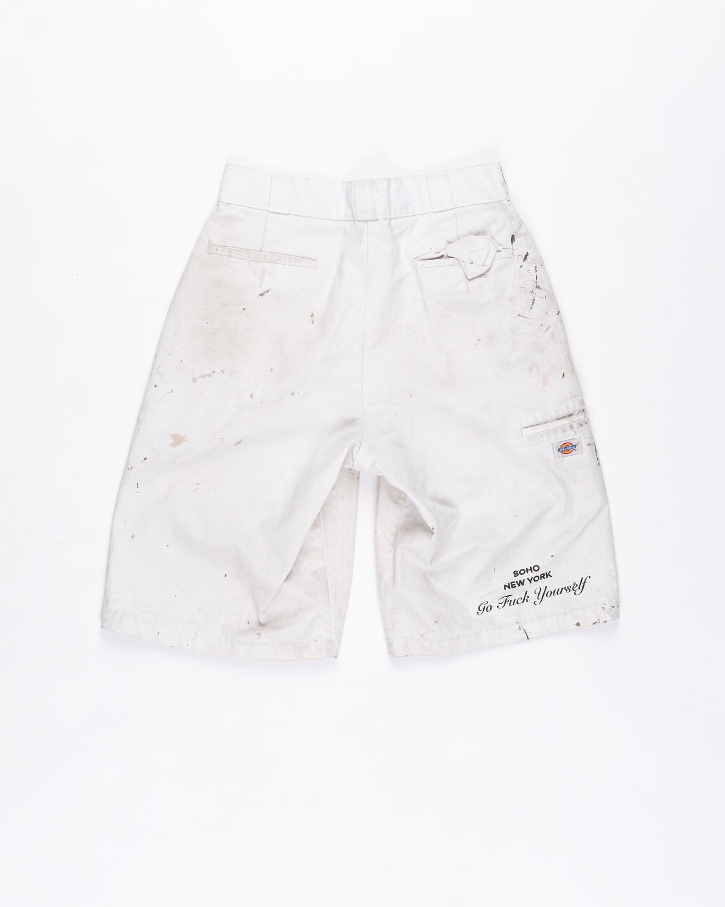 White Destroyed Dickies Cut Off Shorts Size: 32