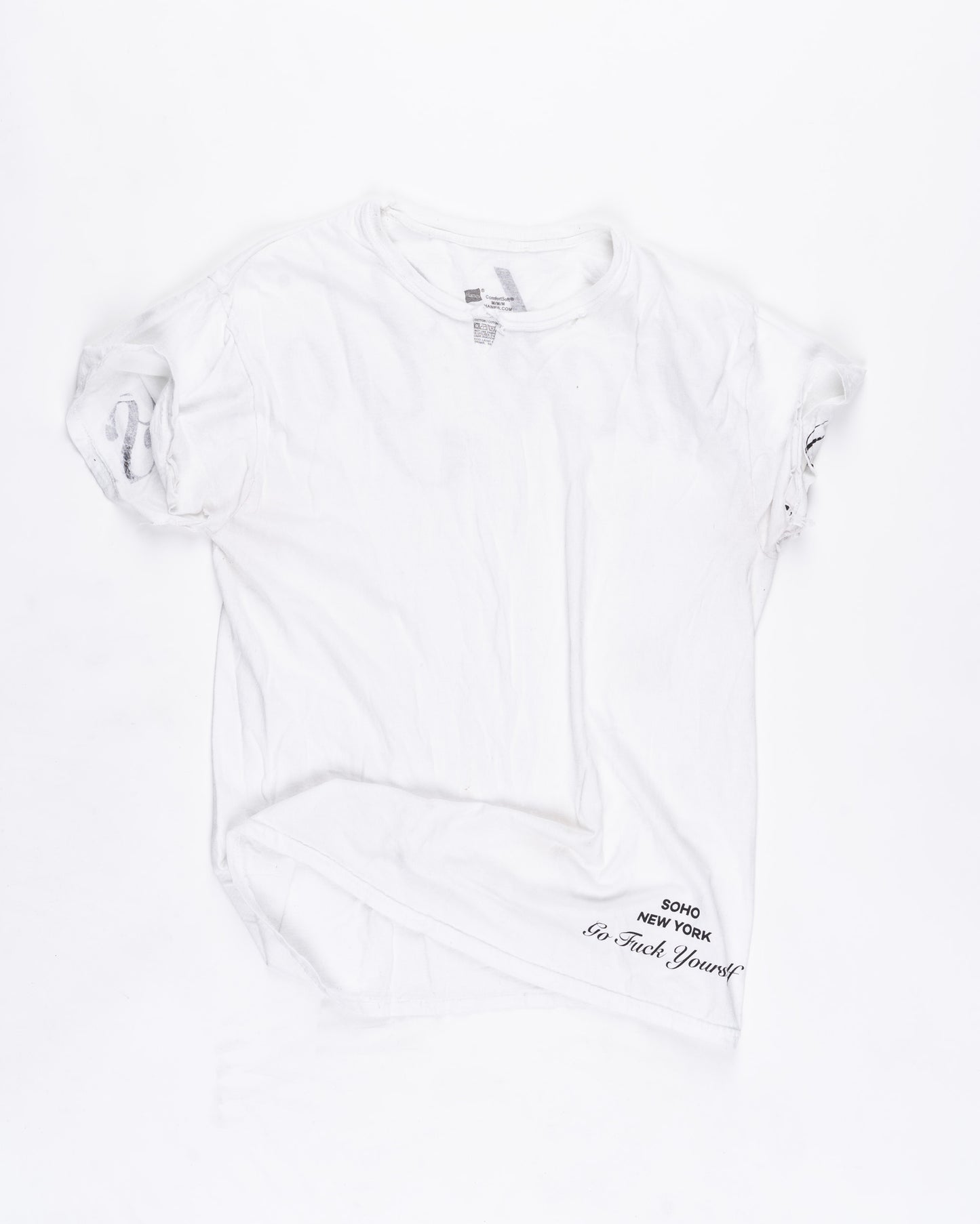 White With Black Print T-Shirt Size: XLarge