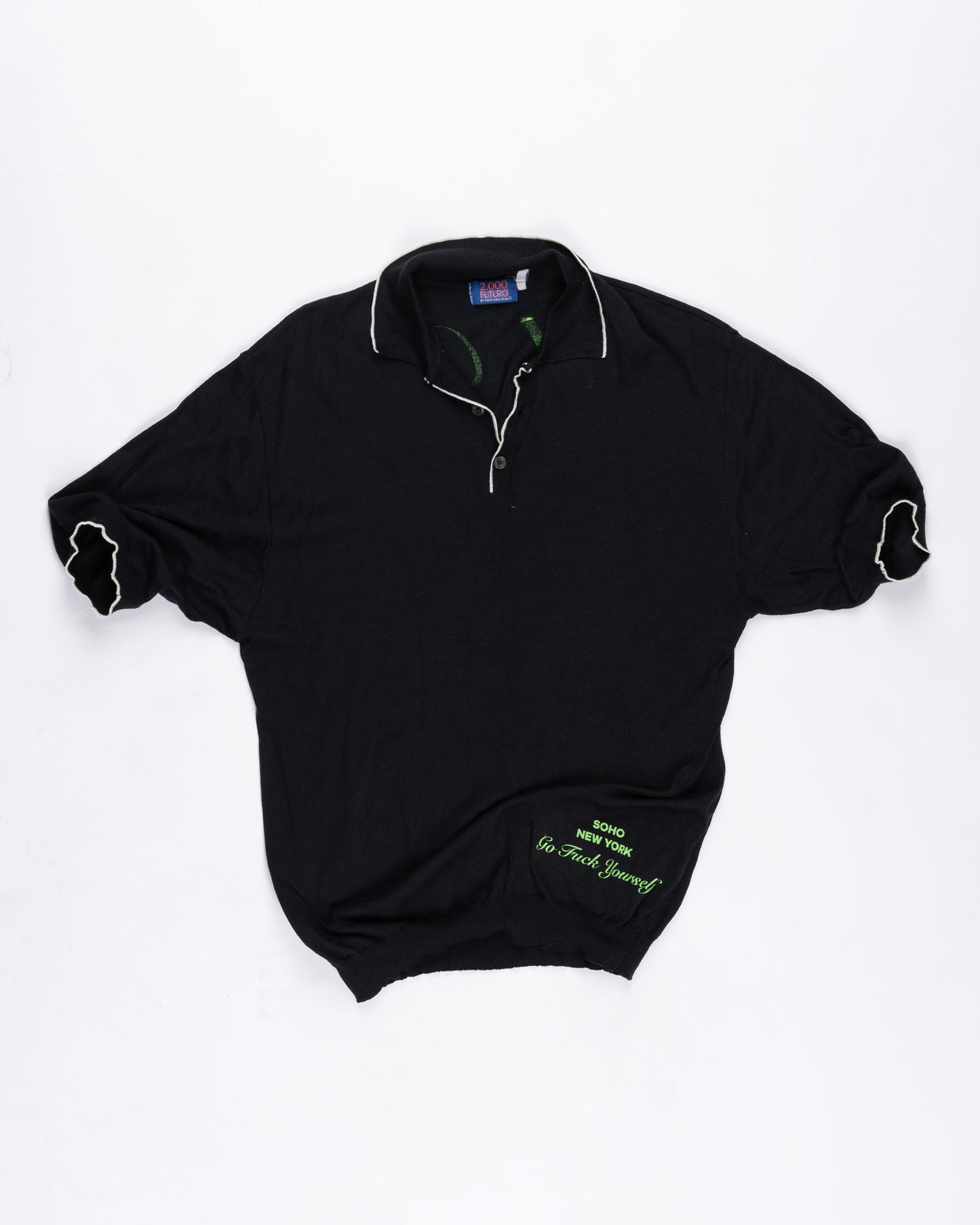 Black Knitted Golf Polo Size: Large