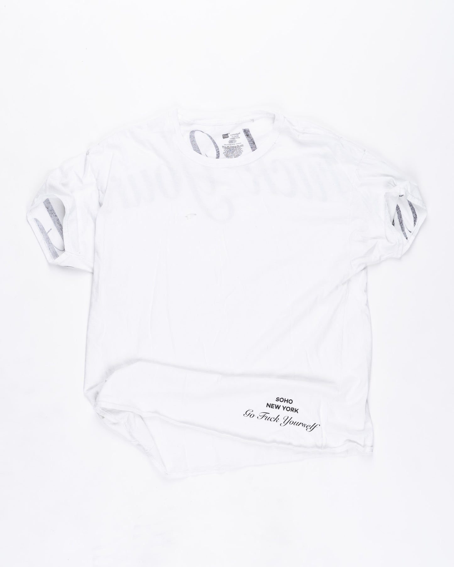 White With Black Print T-Shirt Size: XLarge