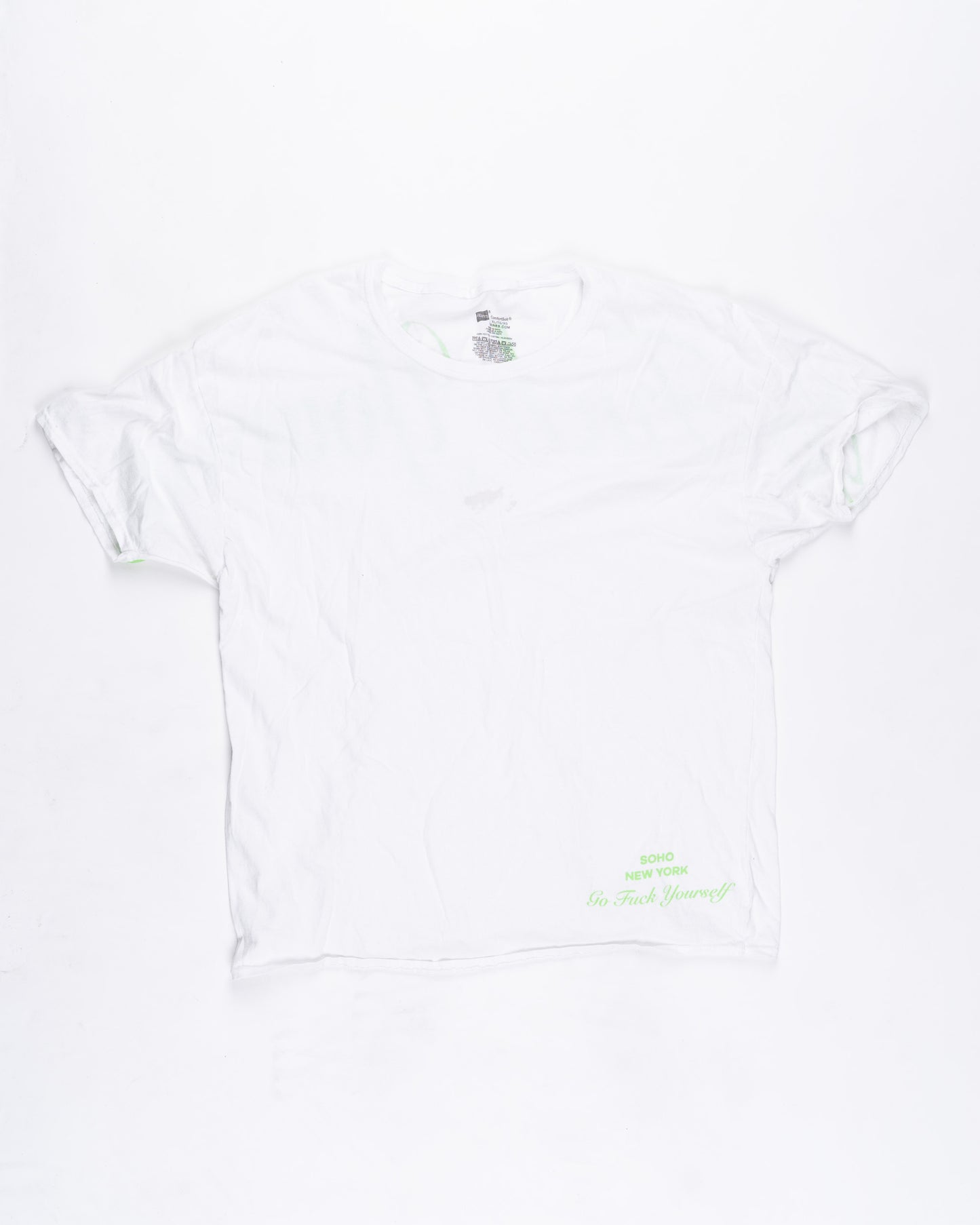 White With Green Print T-Shirt Size: XLarge
