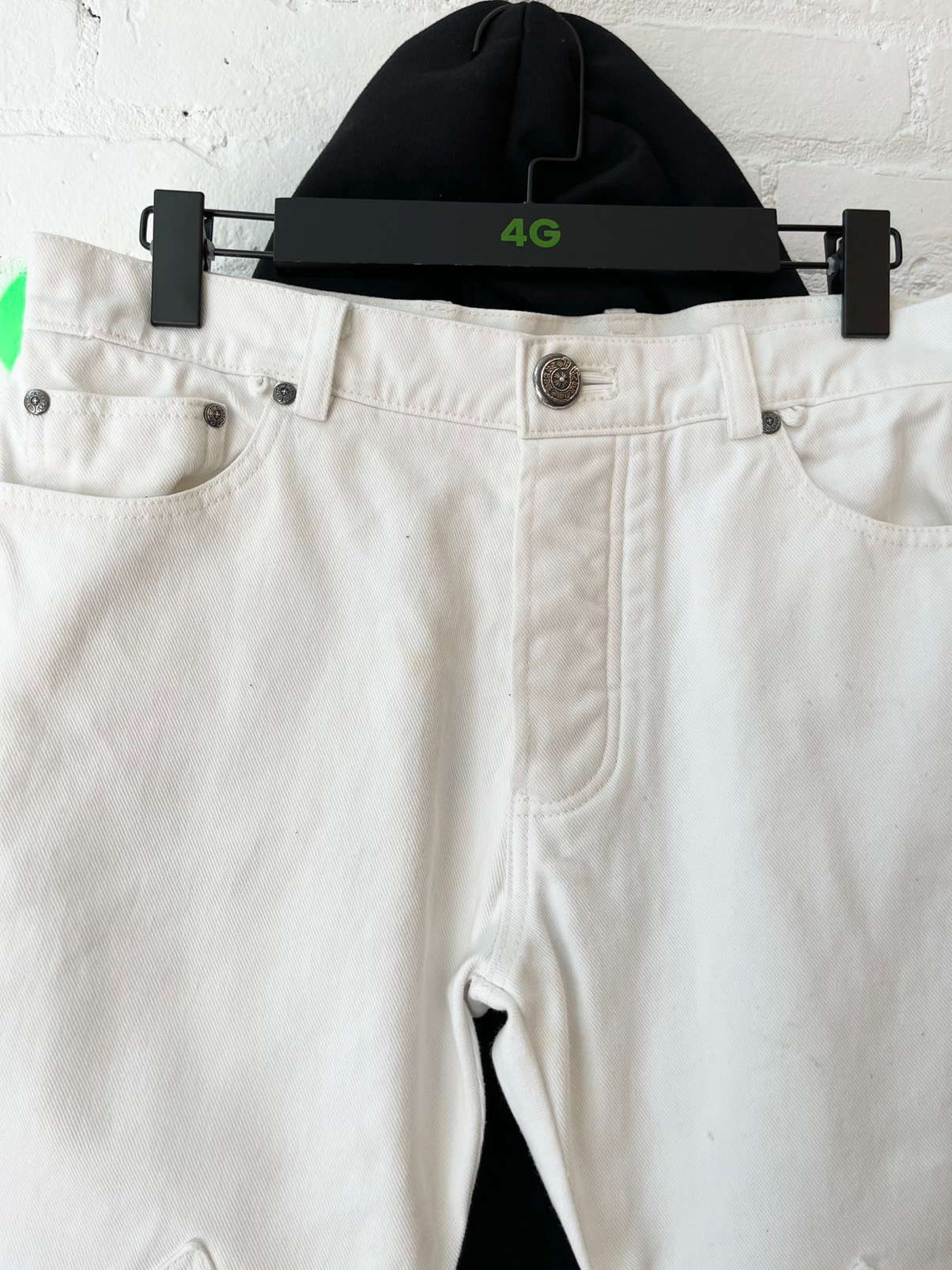 Chrome Hearts WHITE Denim Jeans Fleur Knee 4Gseller – 4GSELLER-NY