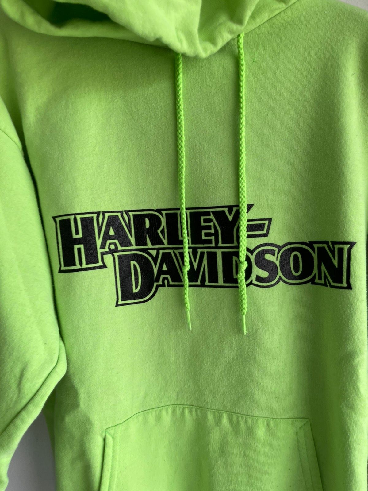 Vintage Harley Davidson Neon 4G Lime Green Hoodie