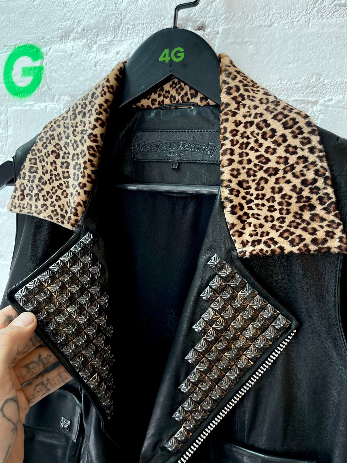 Chrome Hearts Rockstar Leopard STUDDED Leather Vest Jacket