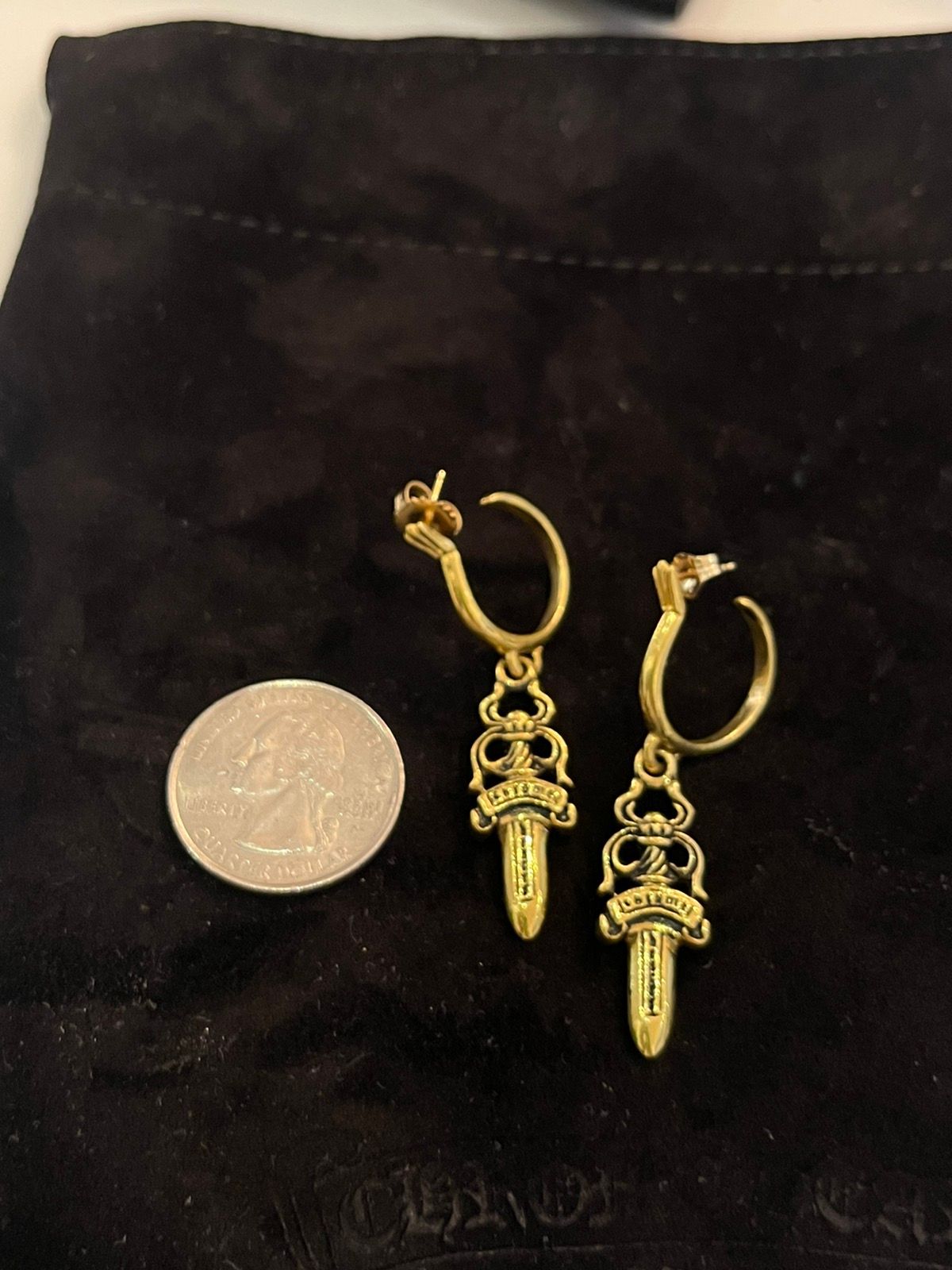 Chrome Hearts XL 22K SOLID GOLD DAGGER EARRING – 4GSELLER-NY