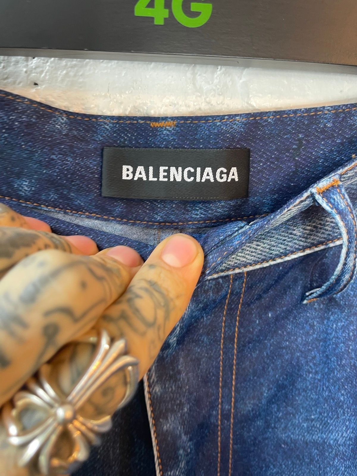 Balenciaga PRINTED DENIM JEANS ON Viscose SWEATPANTS