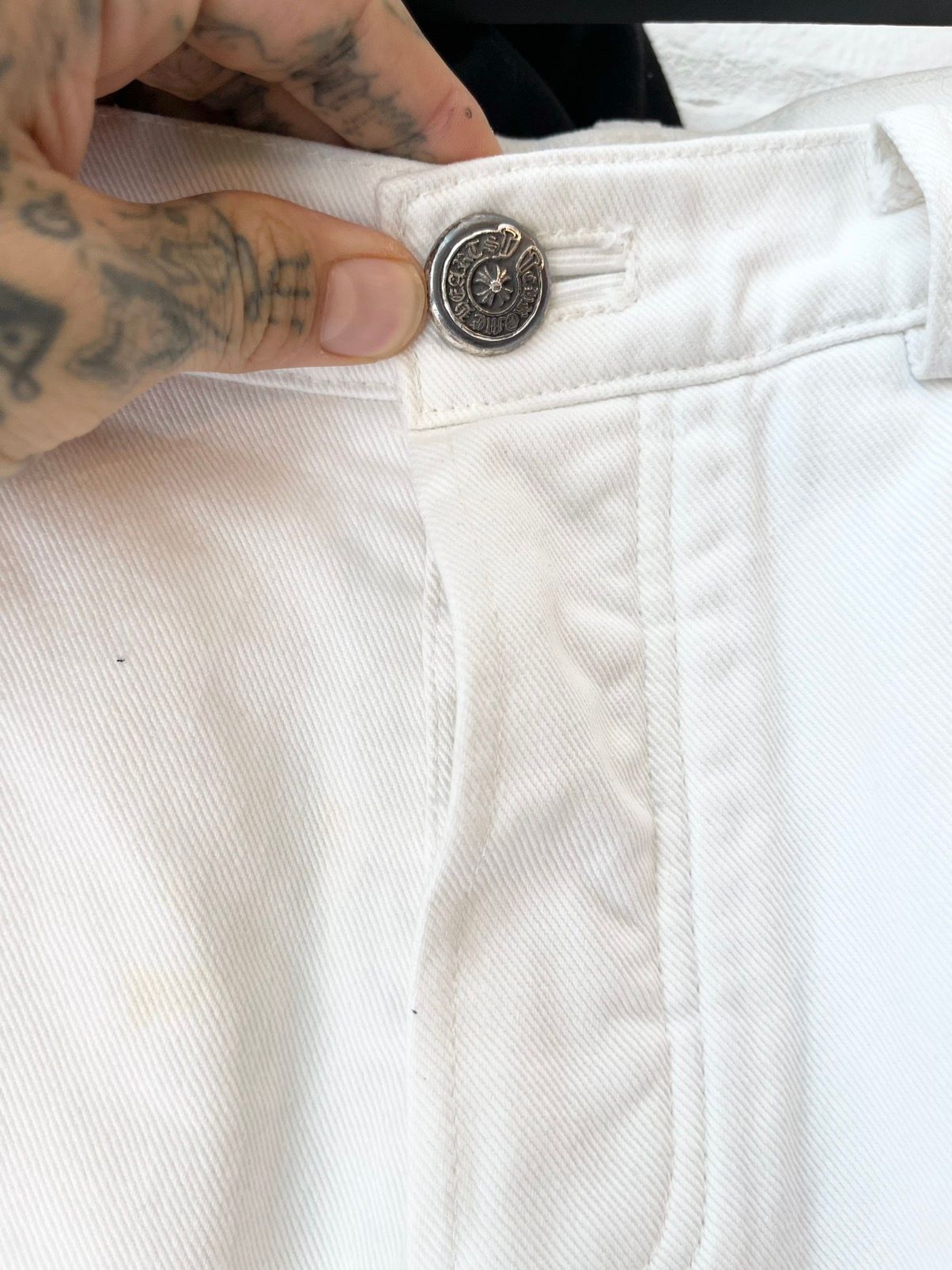 Chrome Hearts WHITE Denim Jeans Fleur Knee 4Gseller