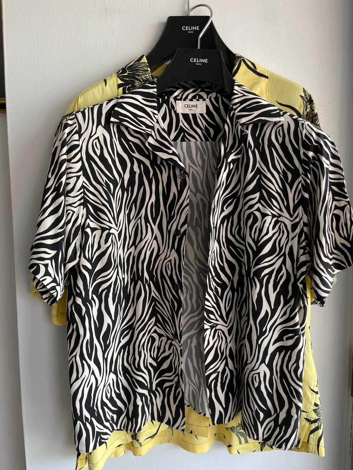 Celine SS20 Silky Hawaiian Zebra Button Up Shirt Camp Collar
