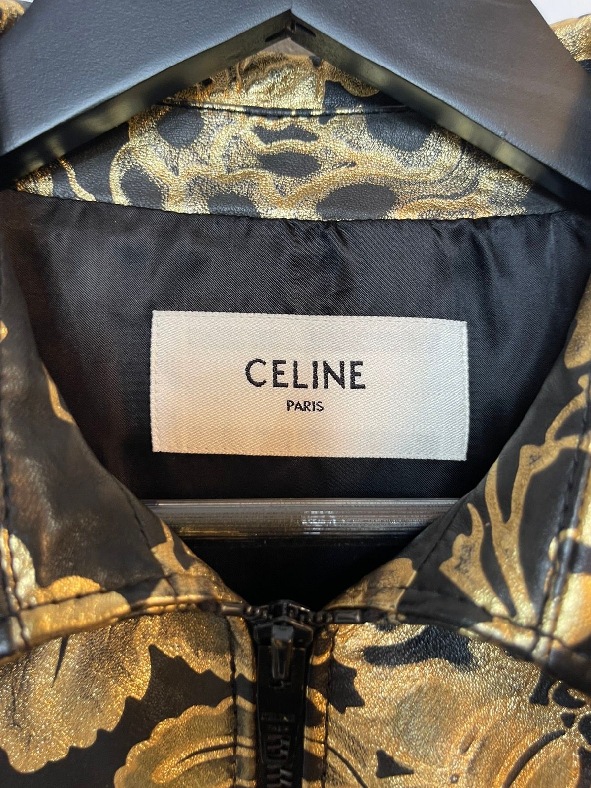 Celine SAMPLE Proto Gold Floral Leather Jacket eu46 eu48