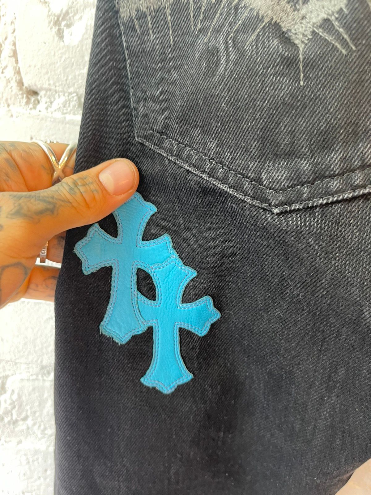 Chrome Hearts VIRGIL’S PERSONAL Cross Jeans TURQUOISE / BLACK