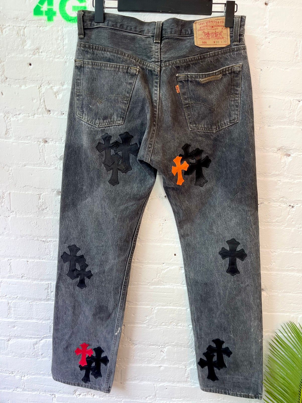 Chrome Hearts OFFSET PERSONAL CROSS PATCH JEANS