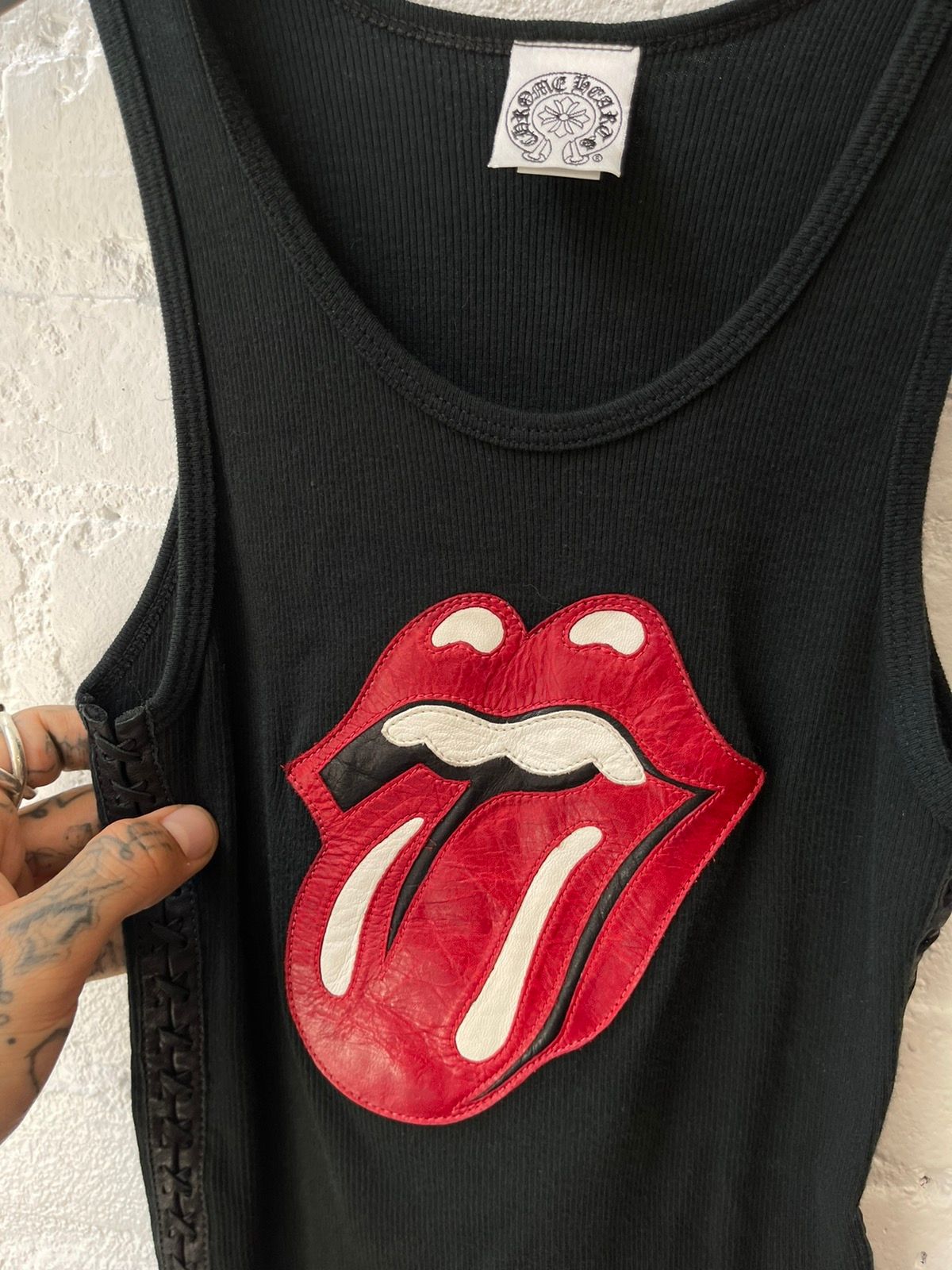Chrome Hearts ROLLING STONES LARGE LEATHER PATCH TANK SHIRT