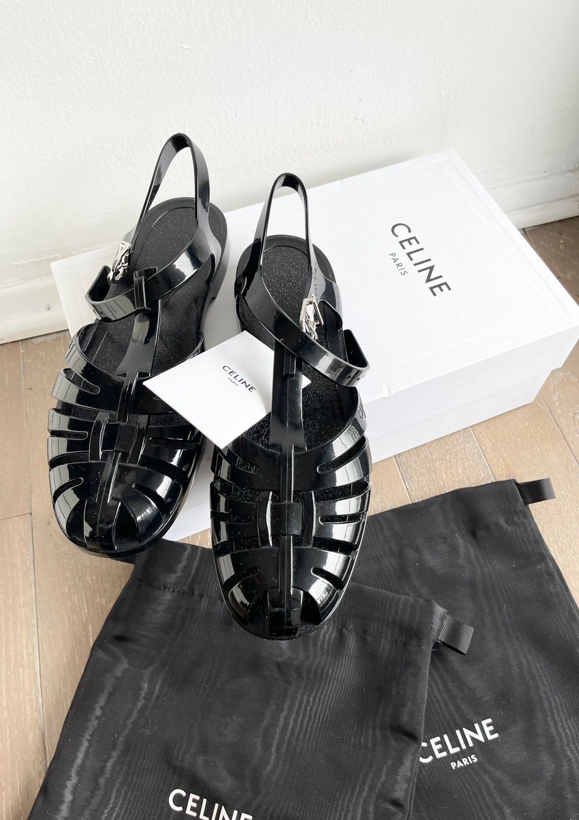 Celine RUNWAY SS20 Sandals Black Jelly Shoes EU44 – 4GSELLER-NY