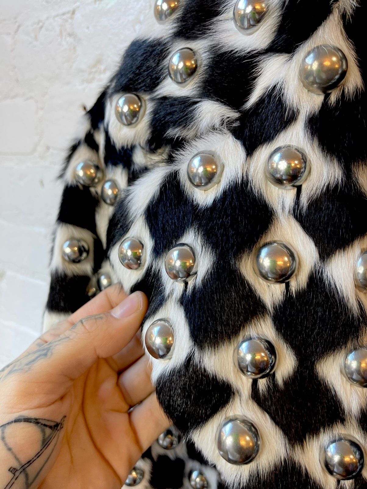 Celine SS19 1/5 Runway MINK Checkered Damier Fur Stud Jacket