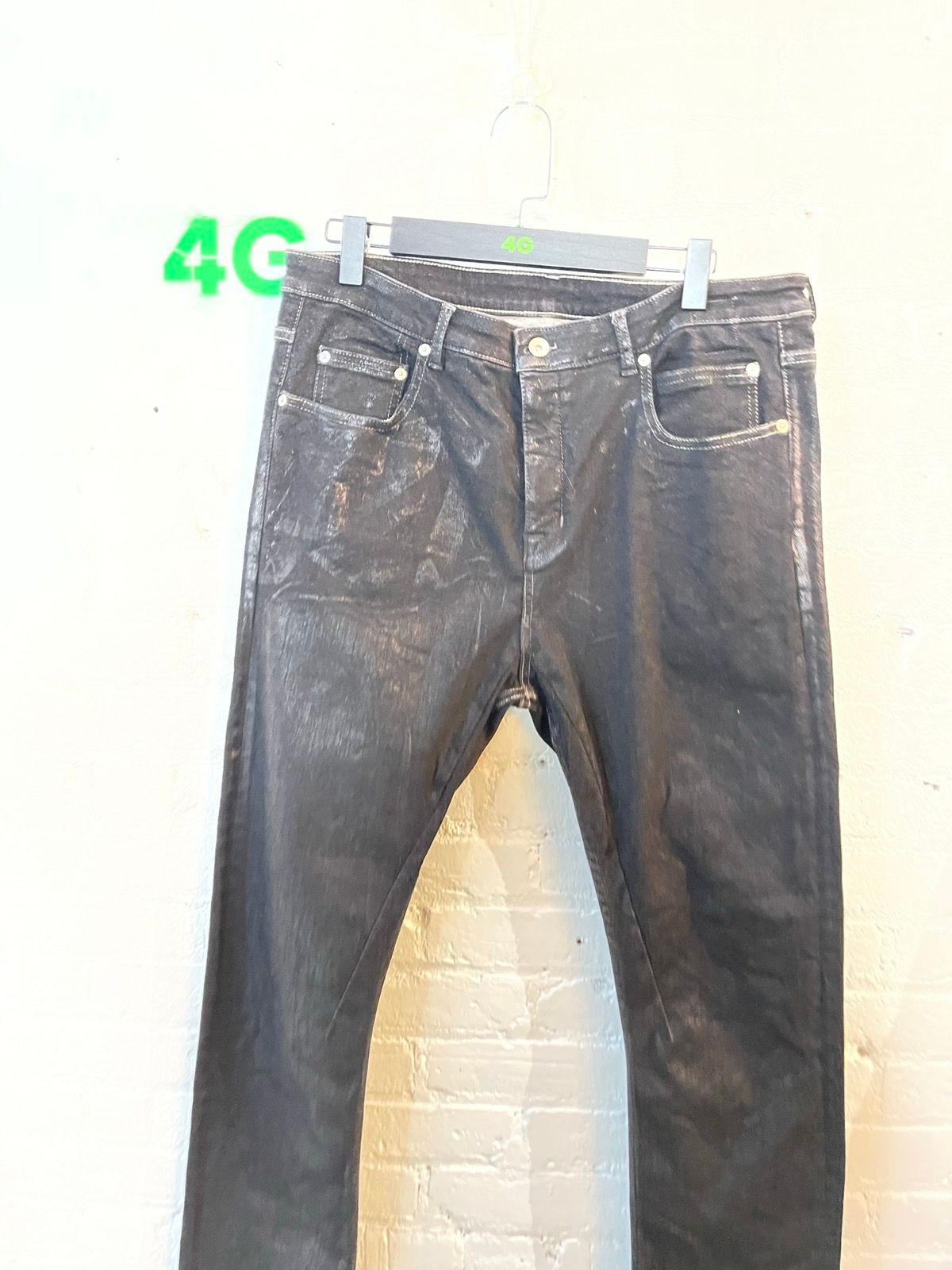 Rick Owens NEW Detroit Cut Scab Waxed Jeans SZ 34
