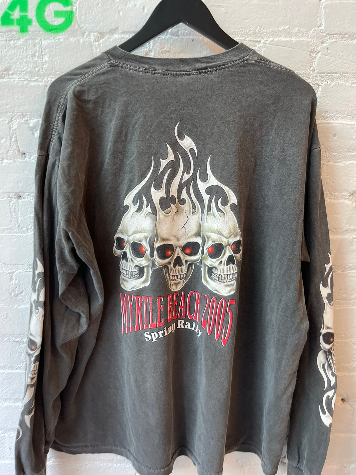 Vintage Skull Flames THRASHED Black Faded Shirt 4Gseller