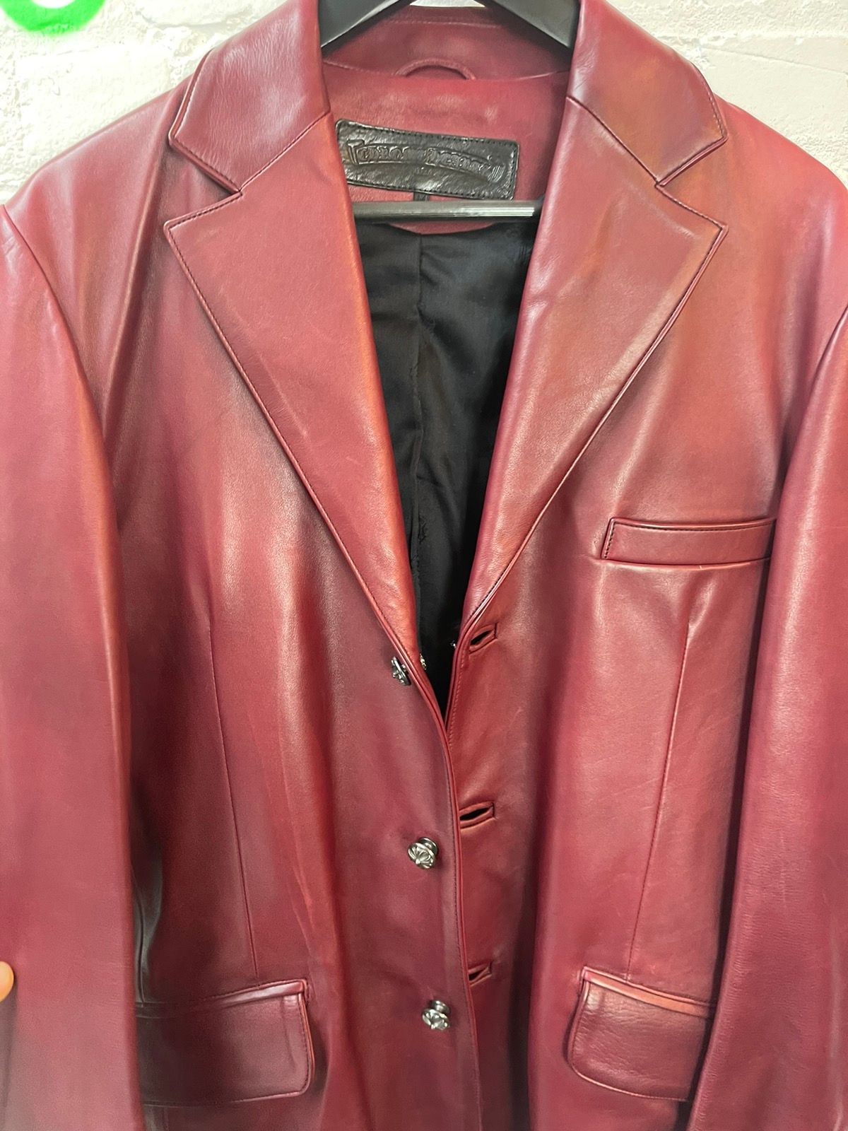 Chrome Hearts OxBlood Red Leather Blazer Jacket M